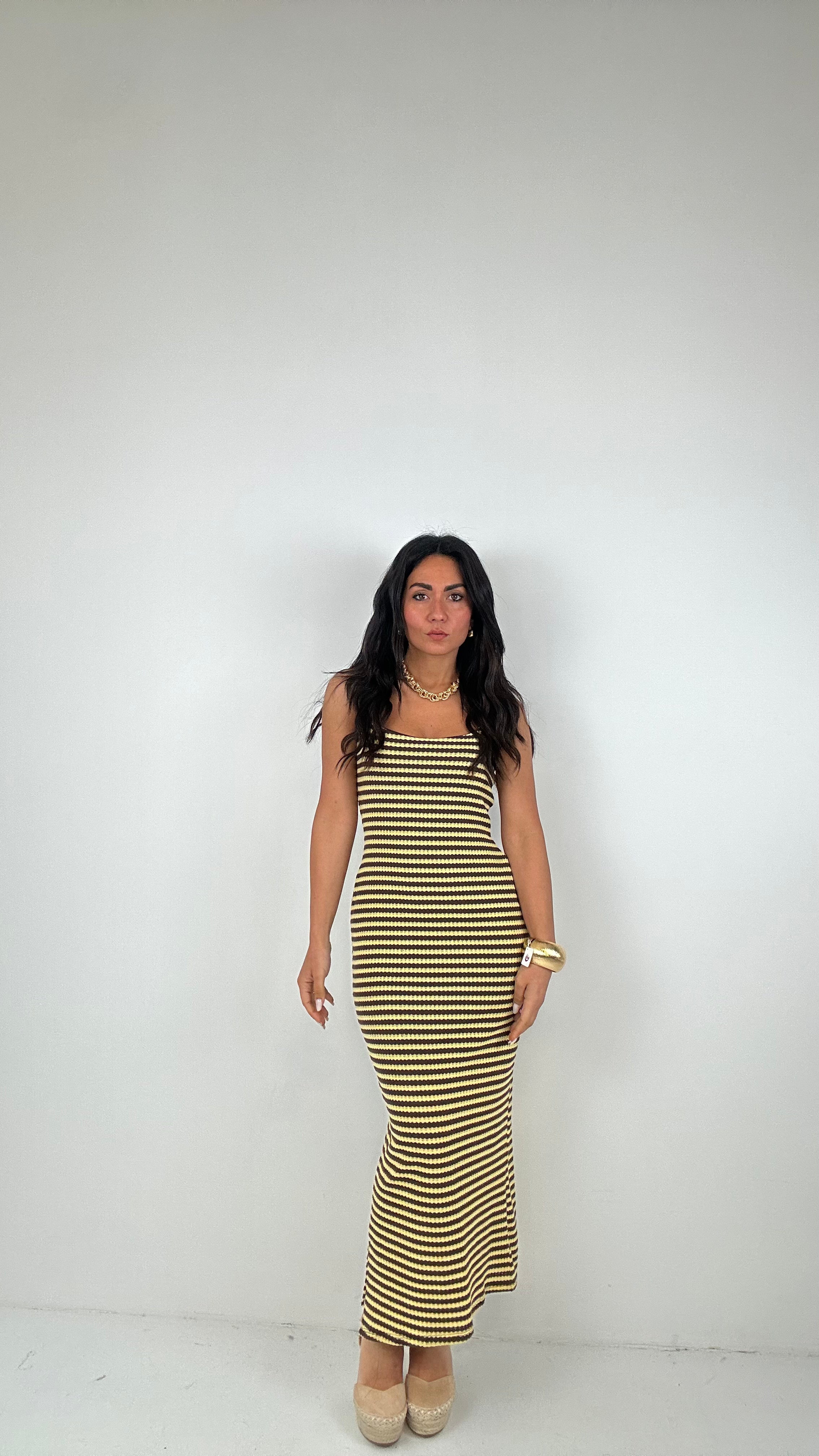 Vestito BREDELLE RIGHE - MARRONE