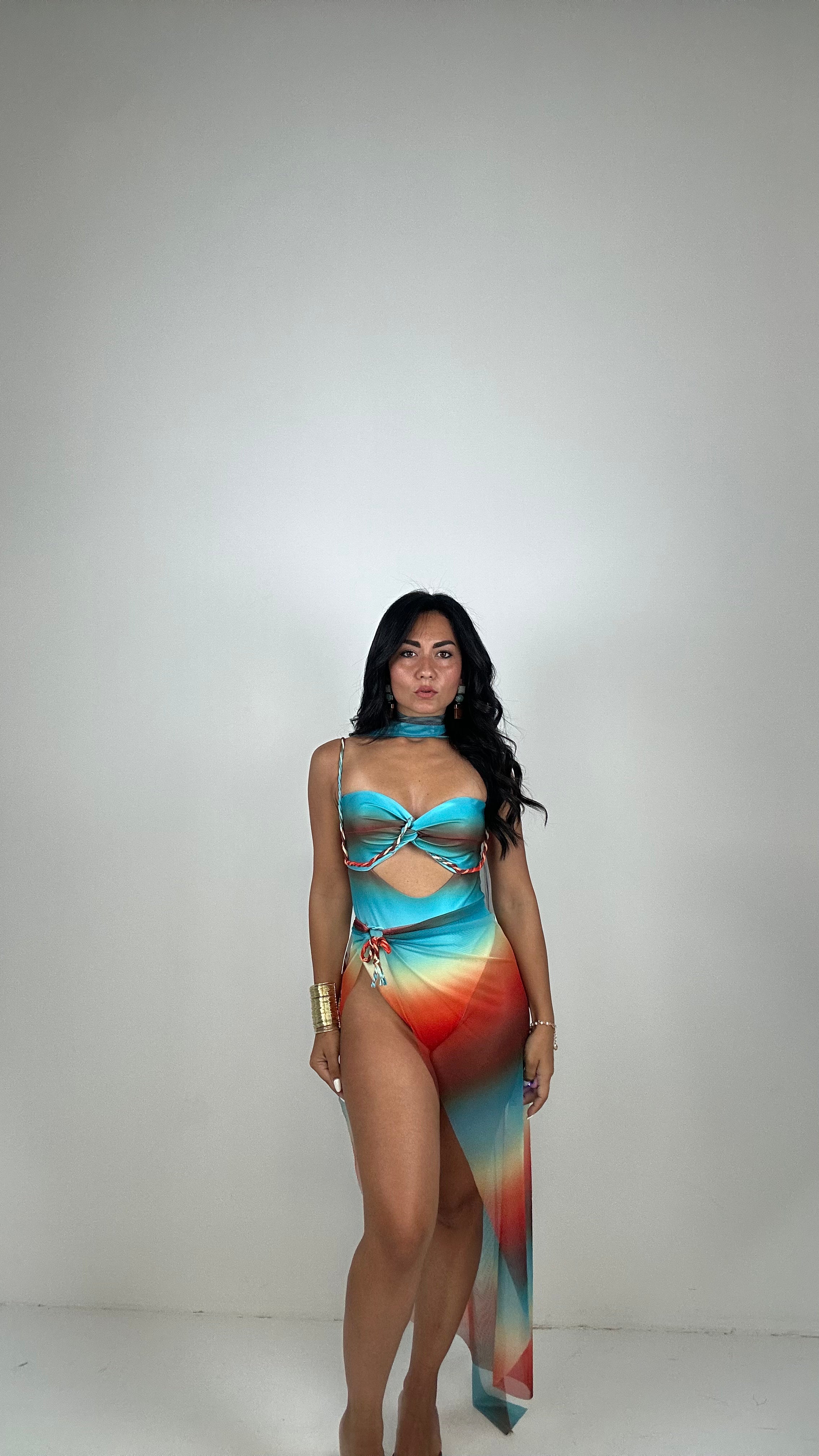 Monokini ARCOBALENO CON PAREO - TIFFANY