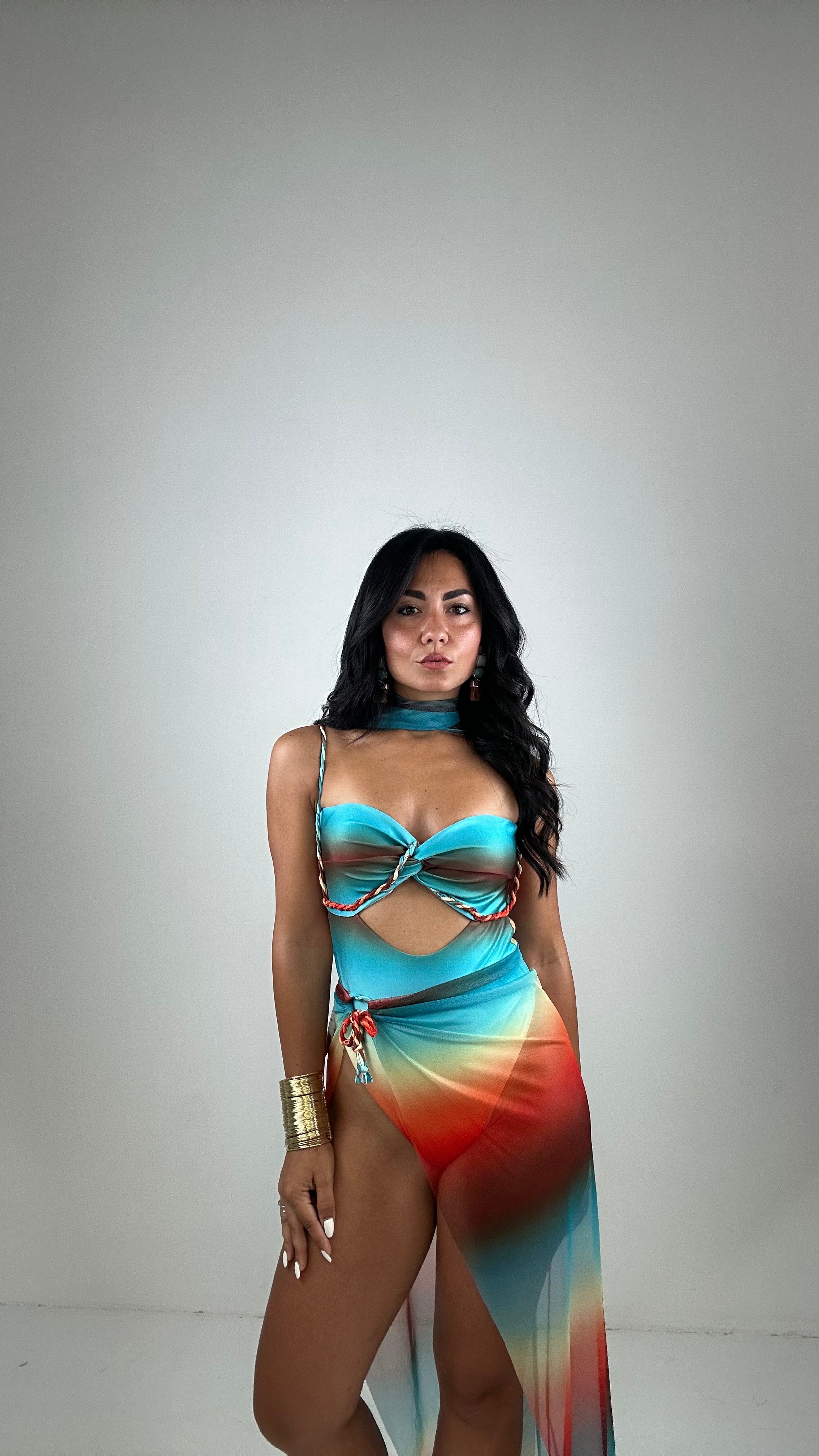 Monokini ARCOBALENO CON PAREO - TIFFANY