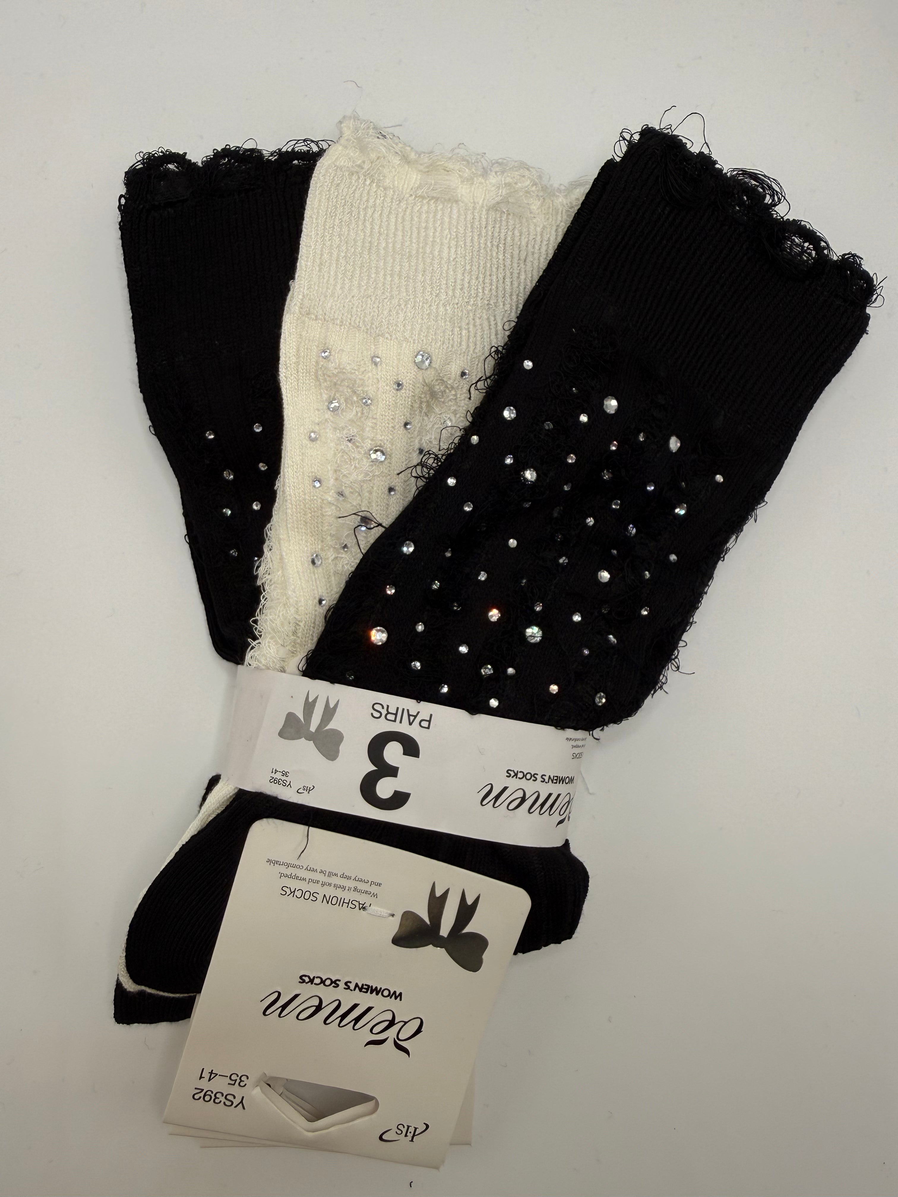 Tris CALZE STRASS - NERO