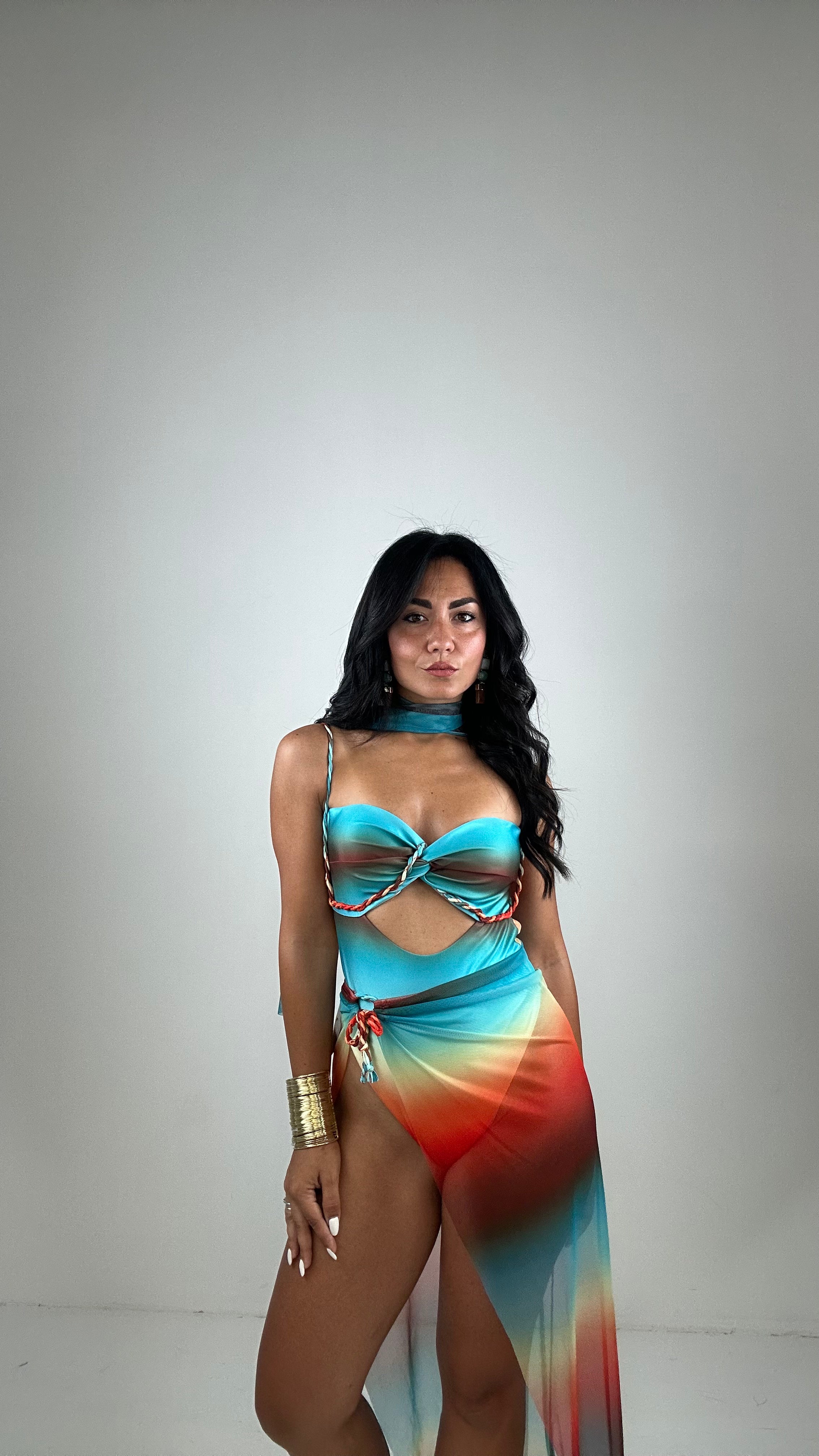 Monokini ARCOBALENO CON PAREO - TIFFANY