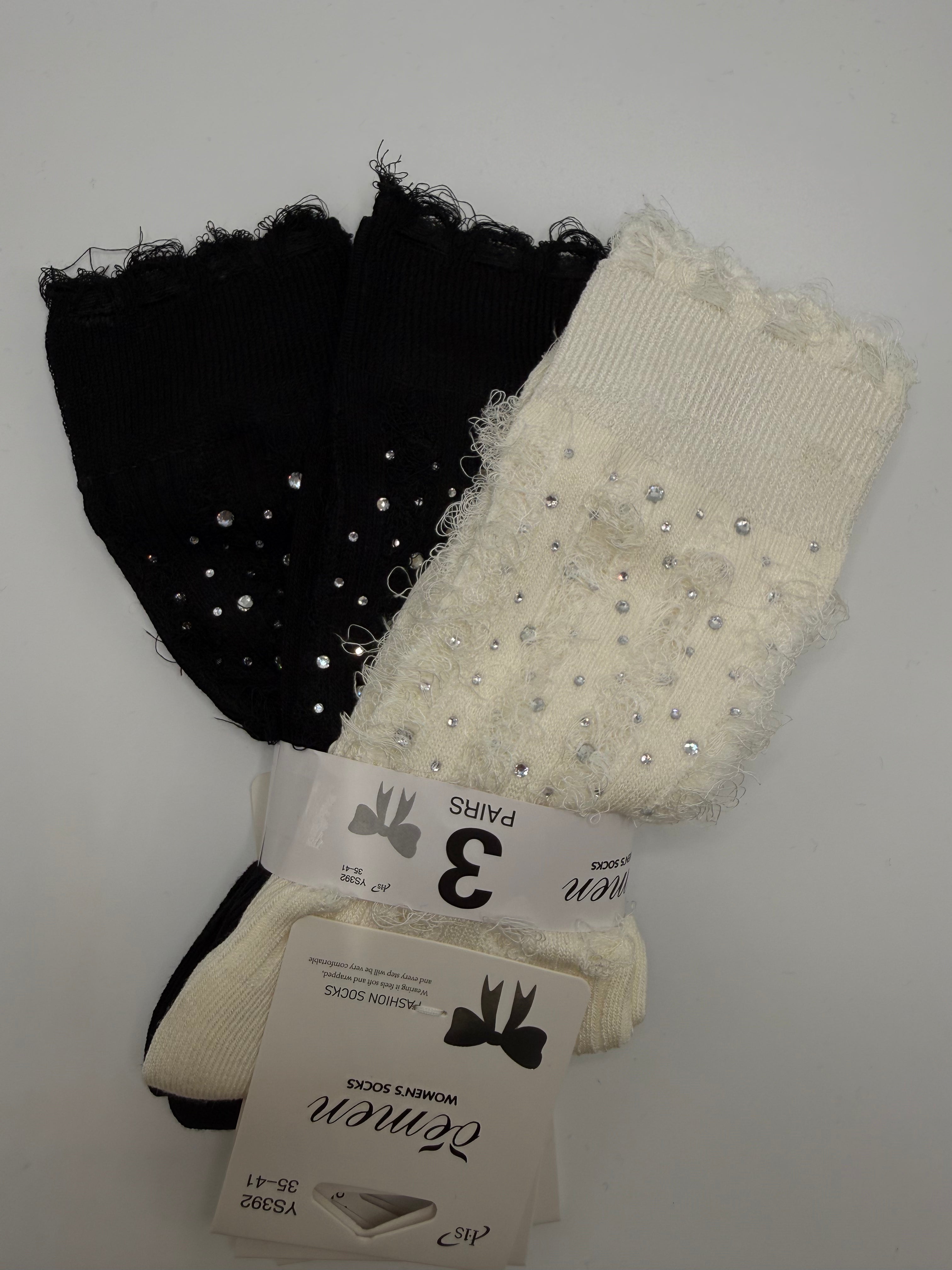 Tris CALZE STRASS - PANNA