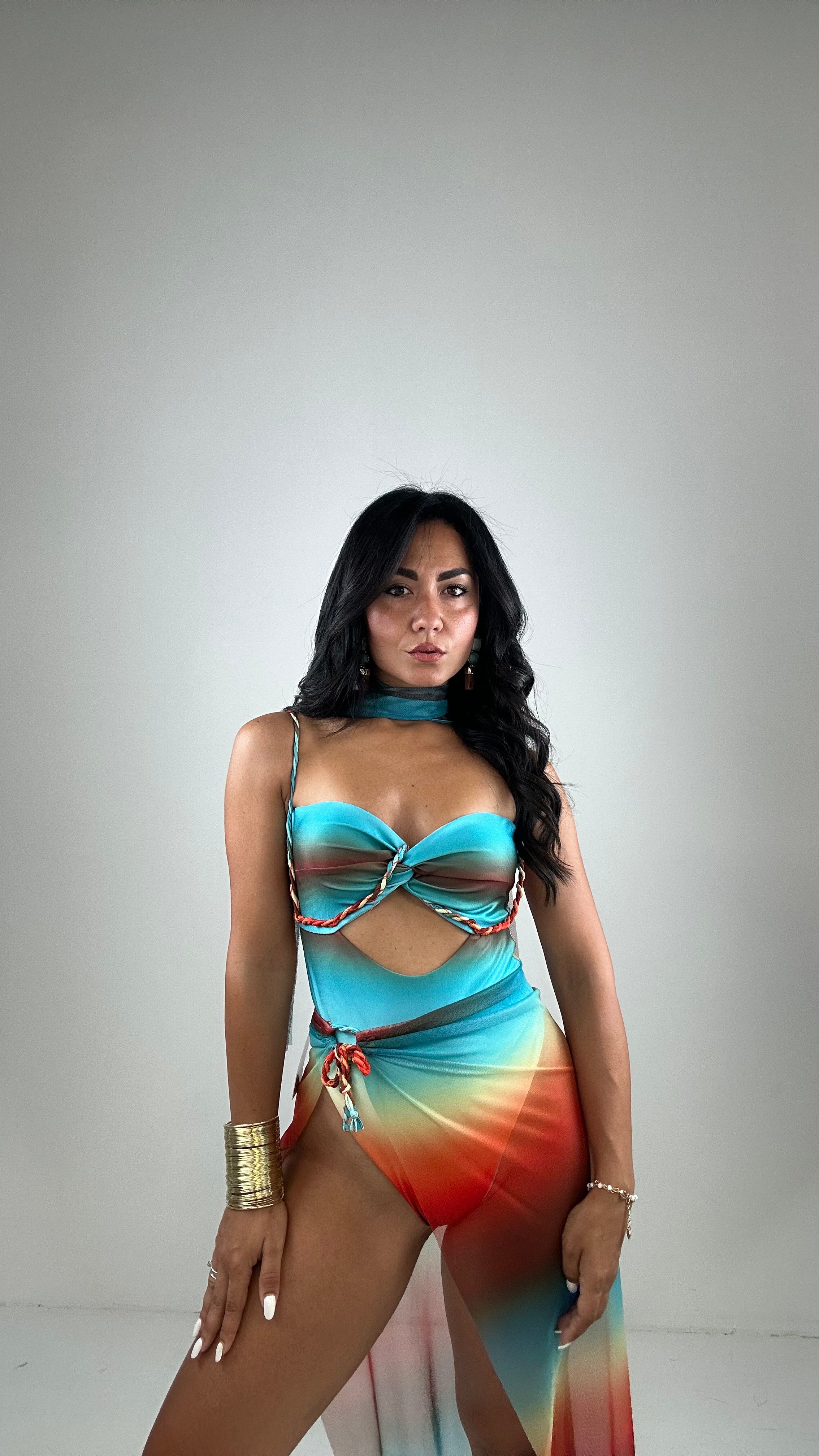 Monokini ARCOBALENO CON PAREO - TIFFANY