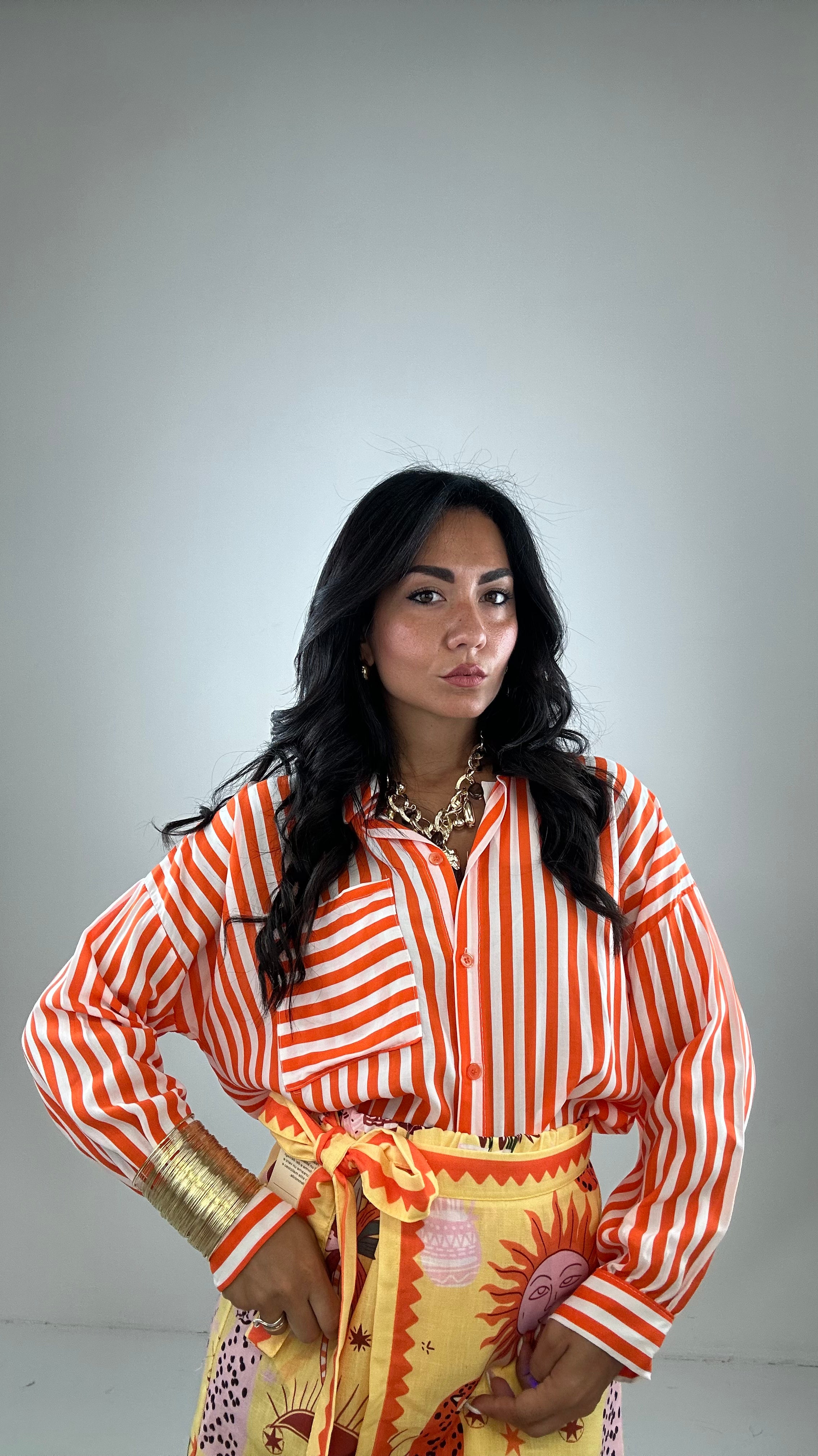 Camicia RIGHE LEGGERA - ARANCIO