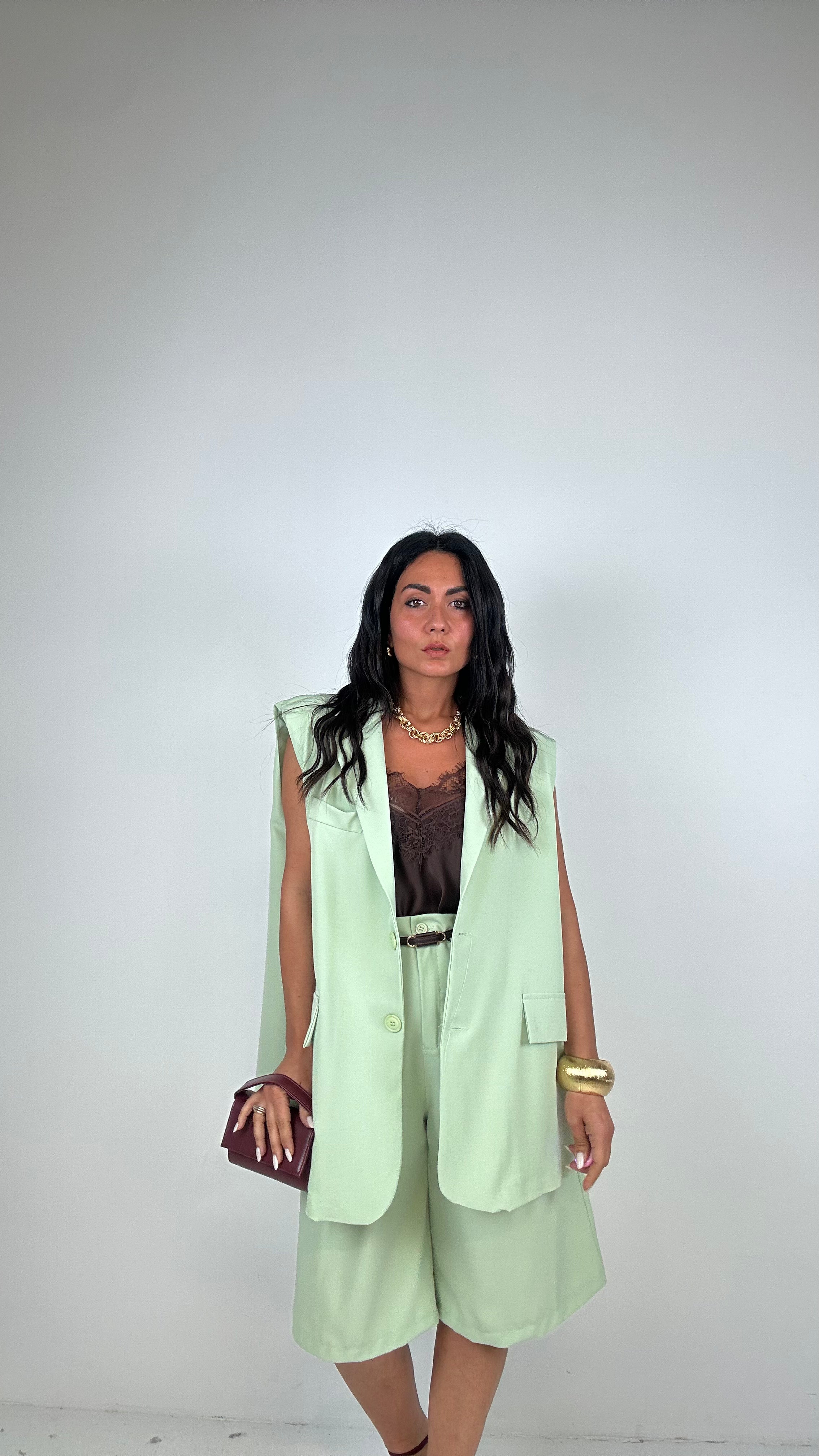 Tailleur GILET OVER E BERMUDA - VERDE MENTA