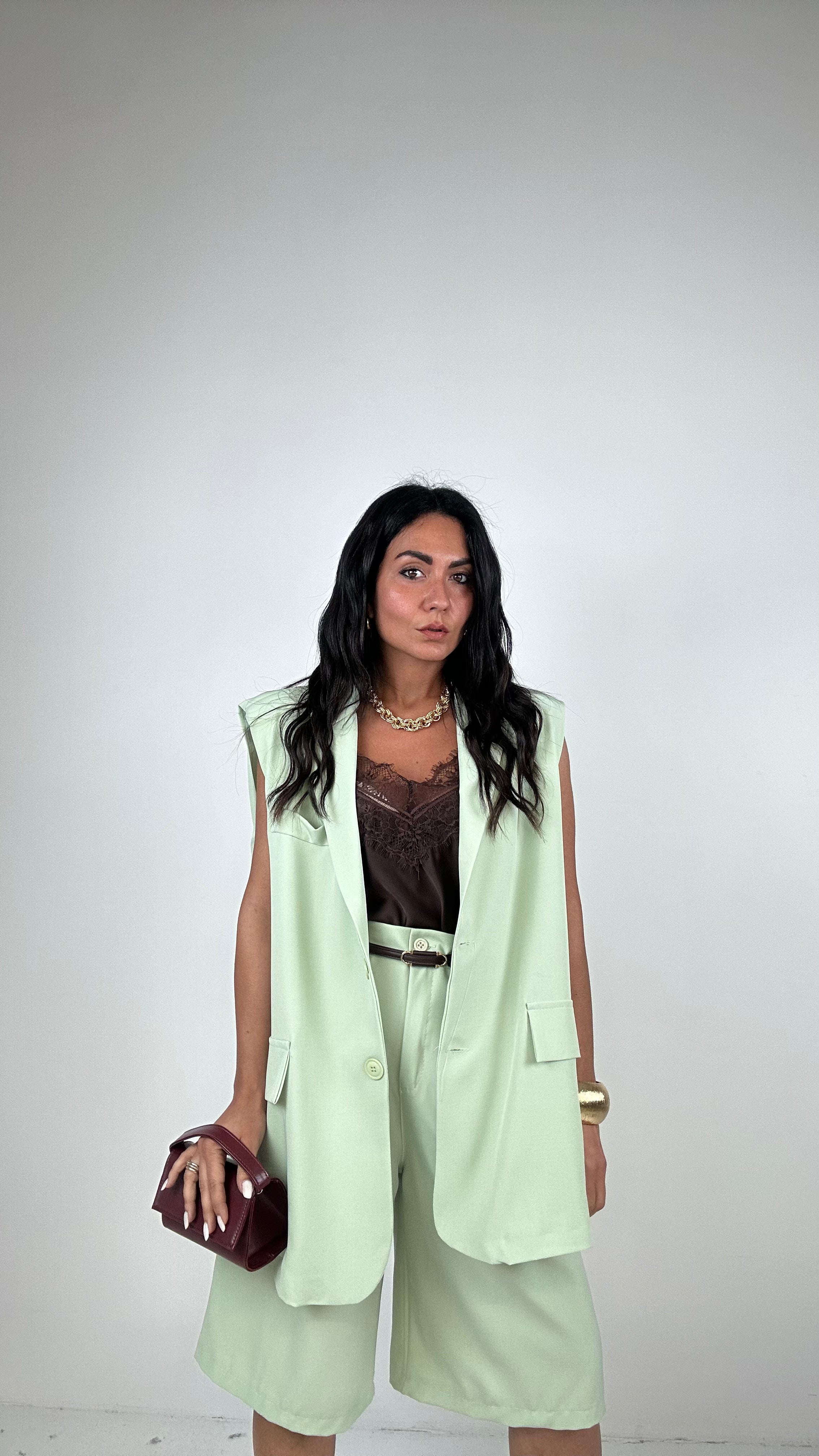 Tailleur GILET OVER E BERMUDA - VERDE MENTA