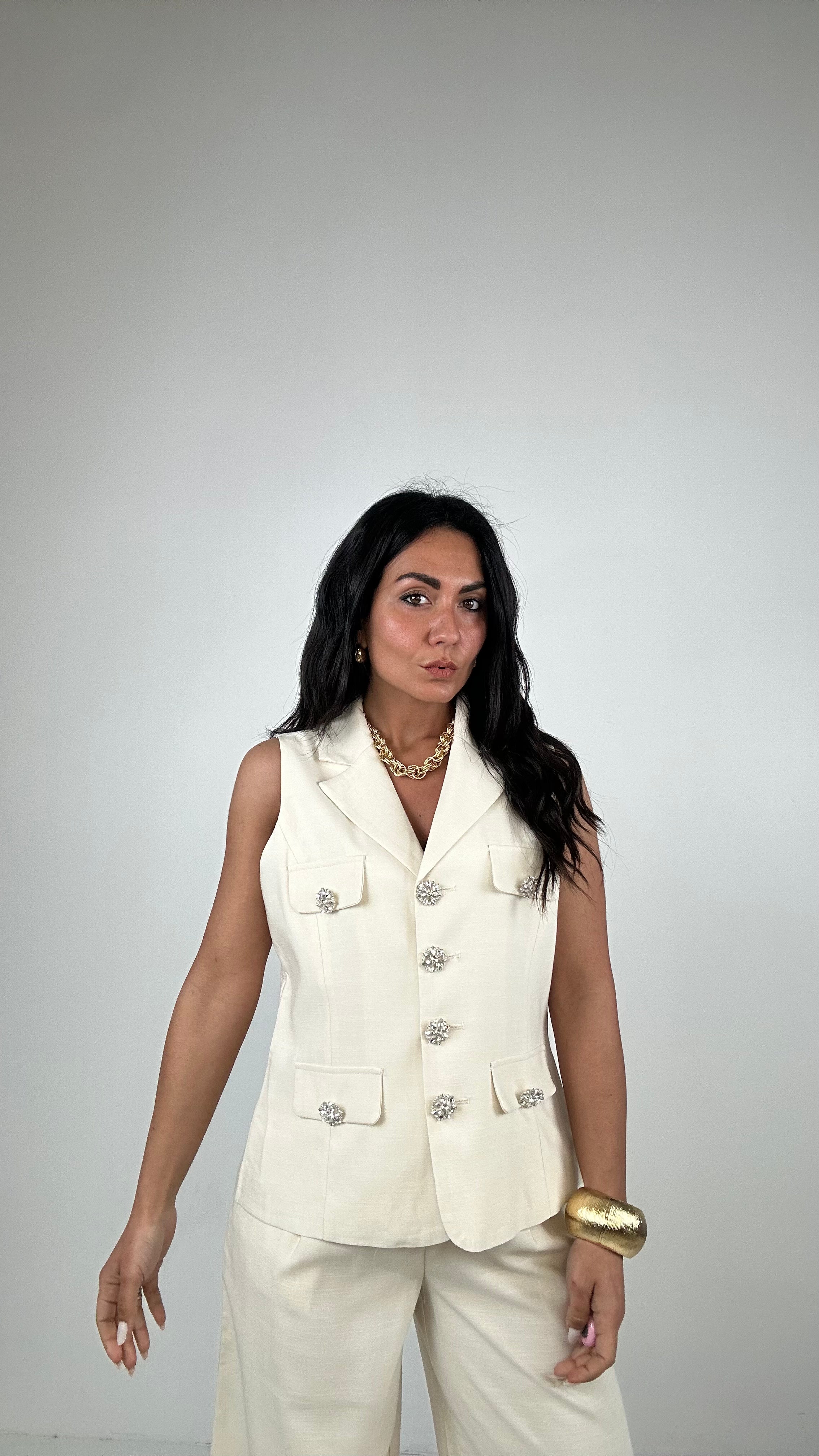 Cpmpleto GILET GIOIELLO - CREMA