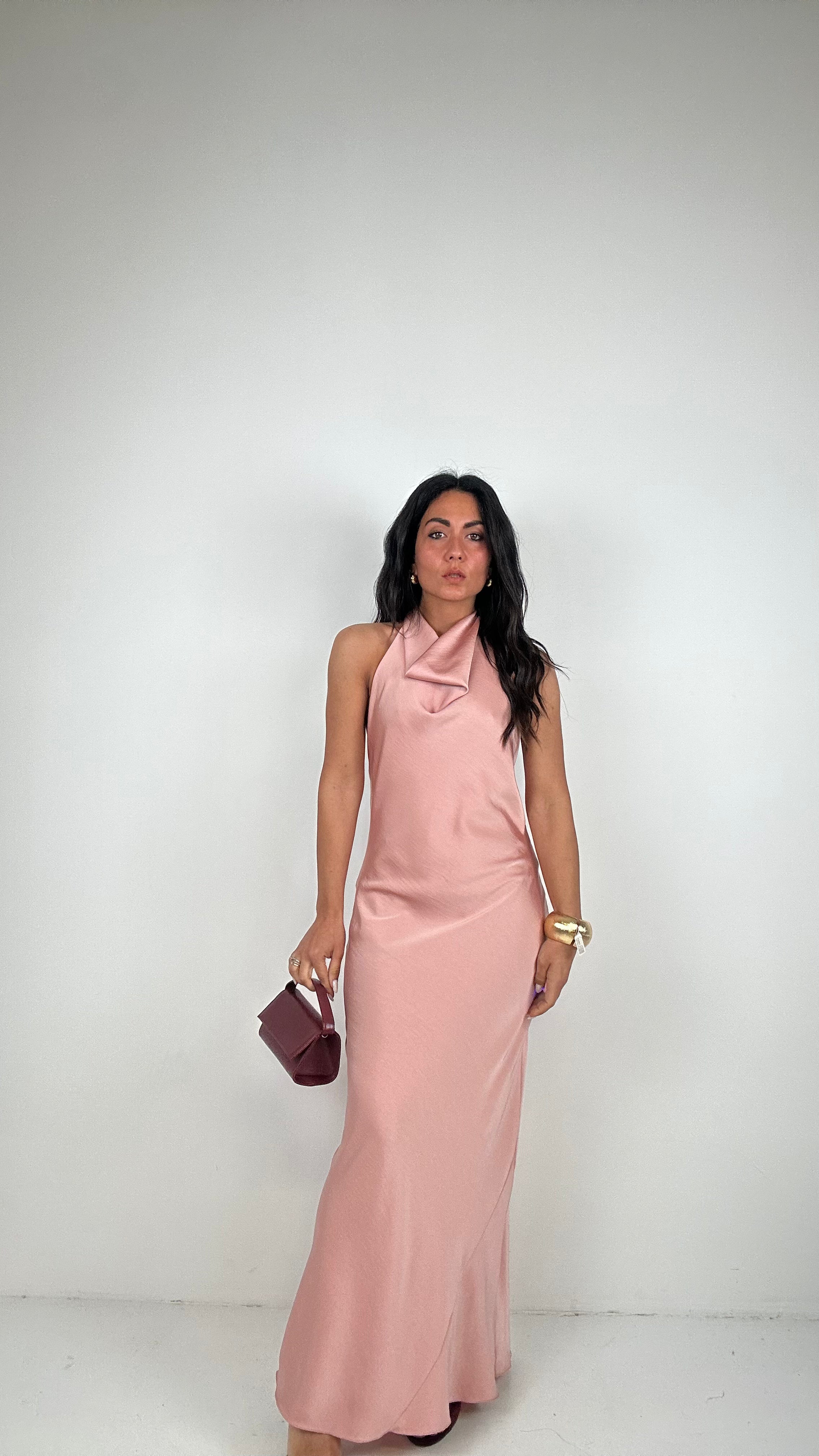 Vestito SATIN COLLO - ROSA