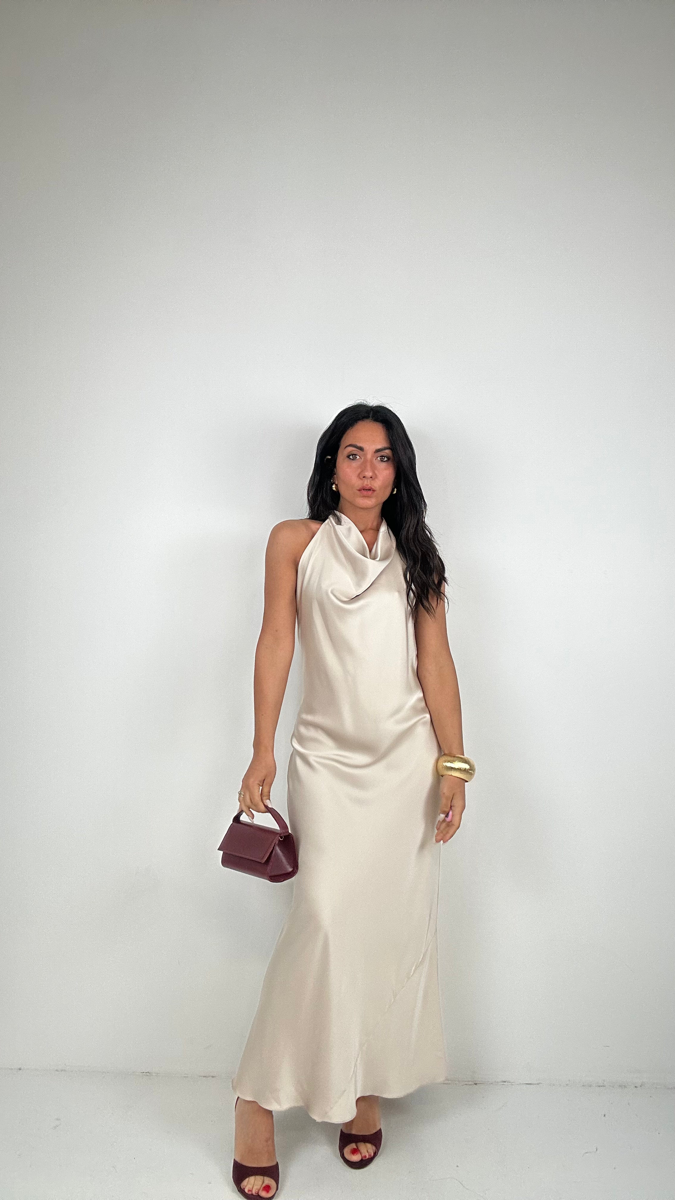 Vestito SATIN COLLO - CREMA