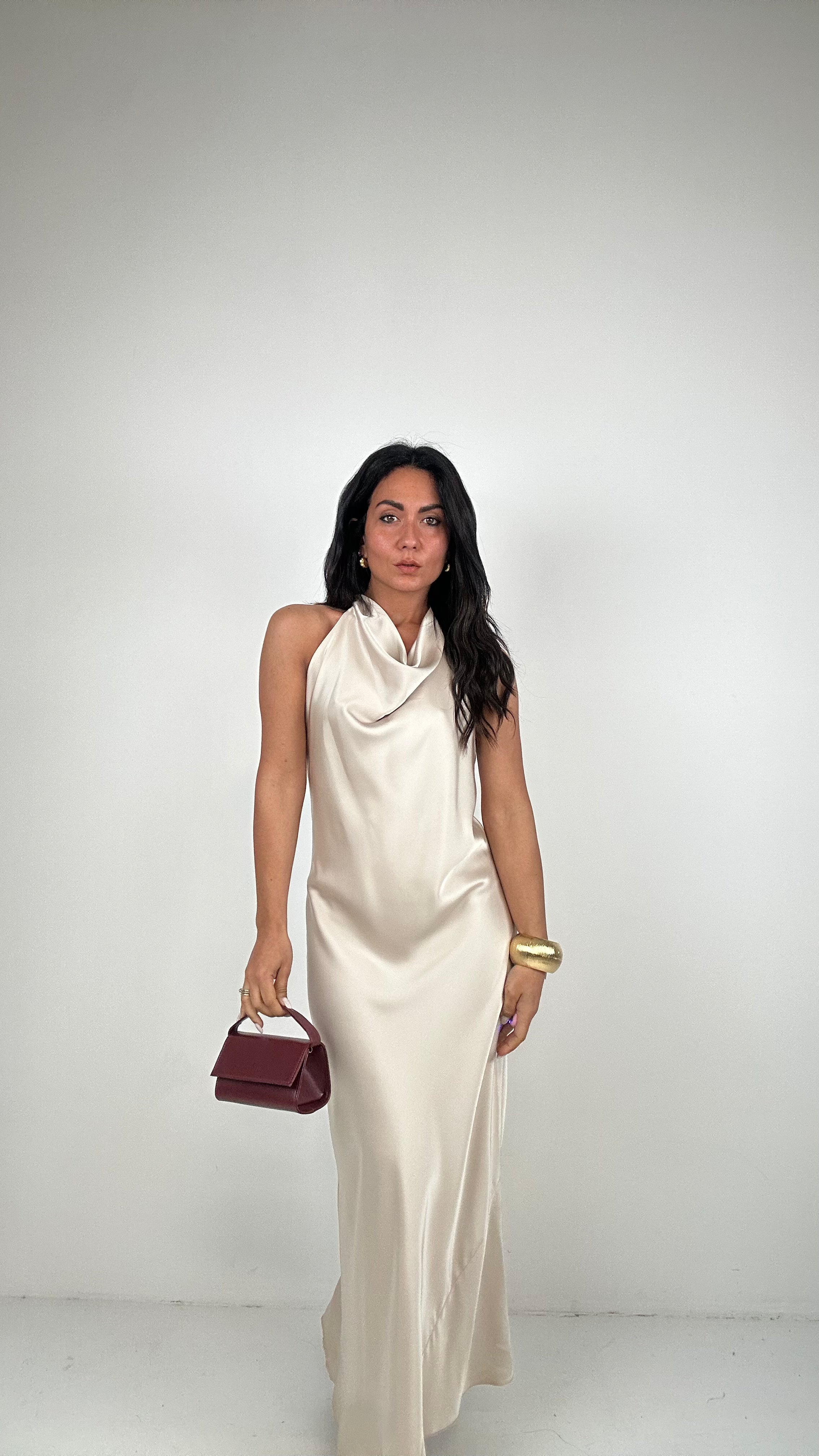 Vestito SATIN COLLO - CREMA