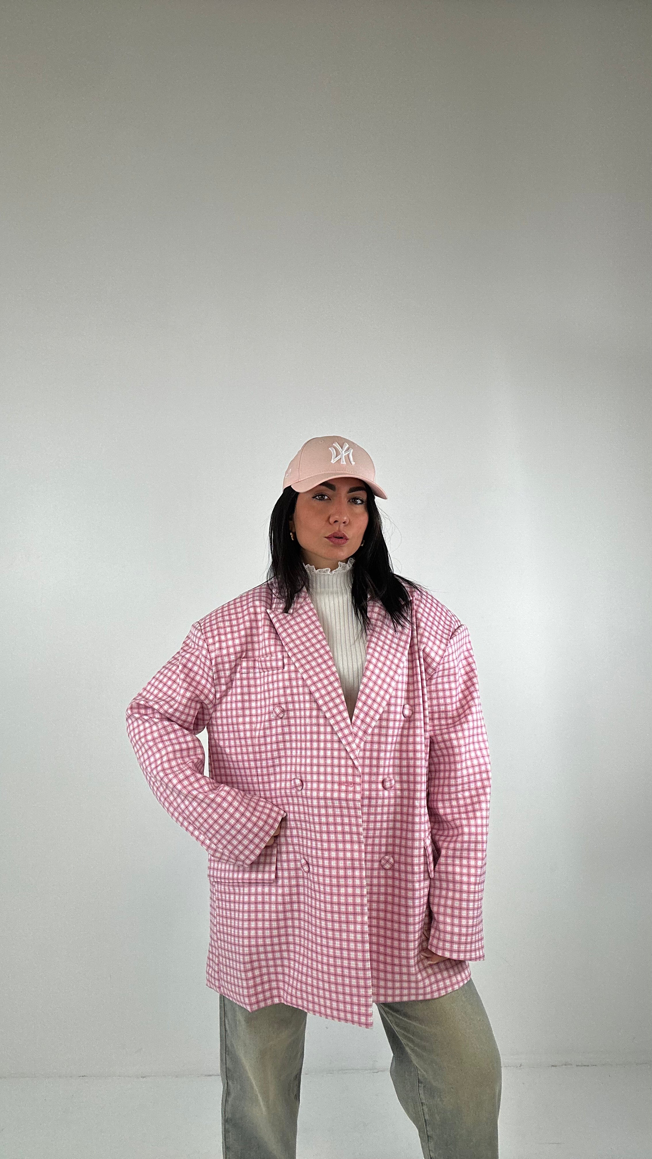Blazer OVER QUADRETTINI LUX - ROSA
