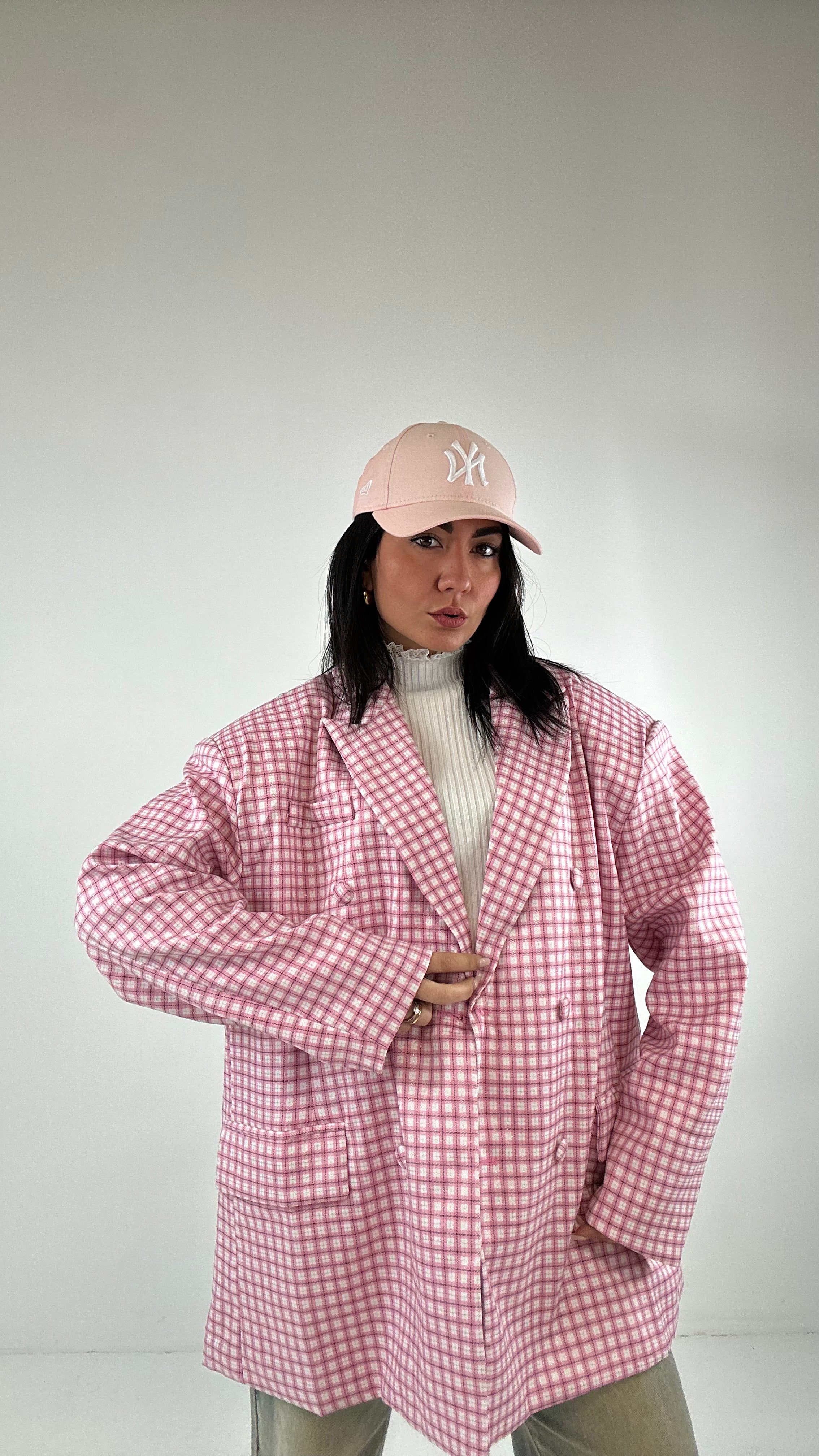 Blazer OVER QUADRETTINI LUX - ROSA