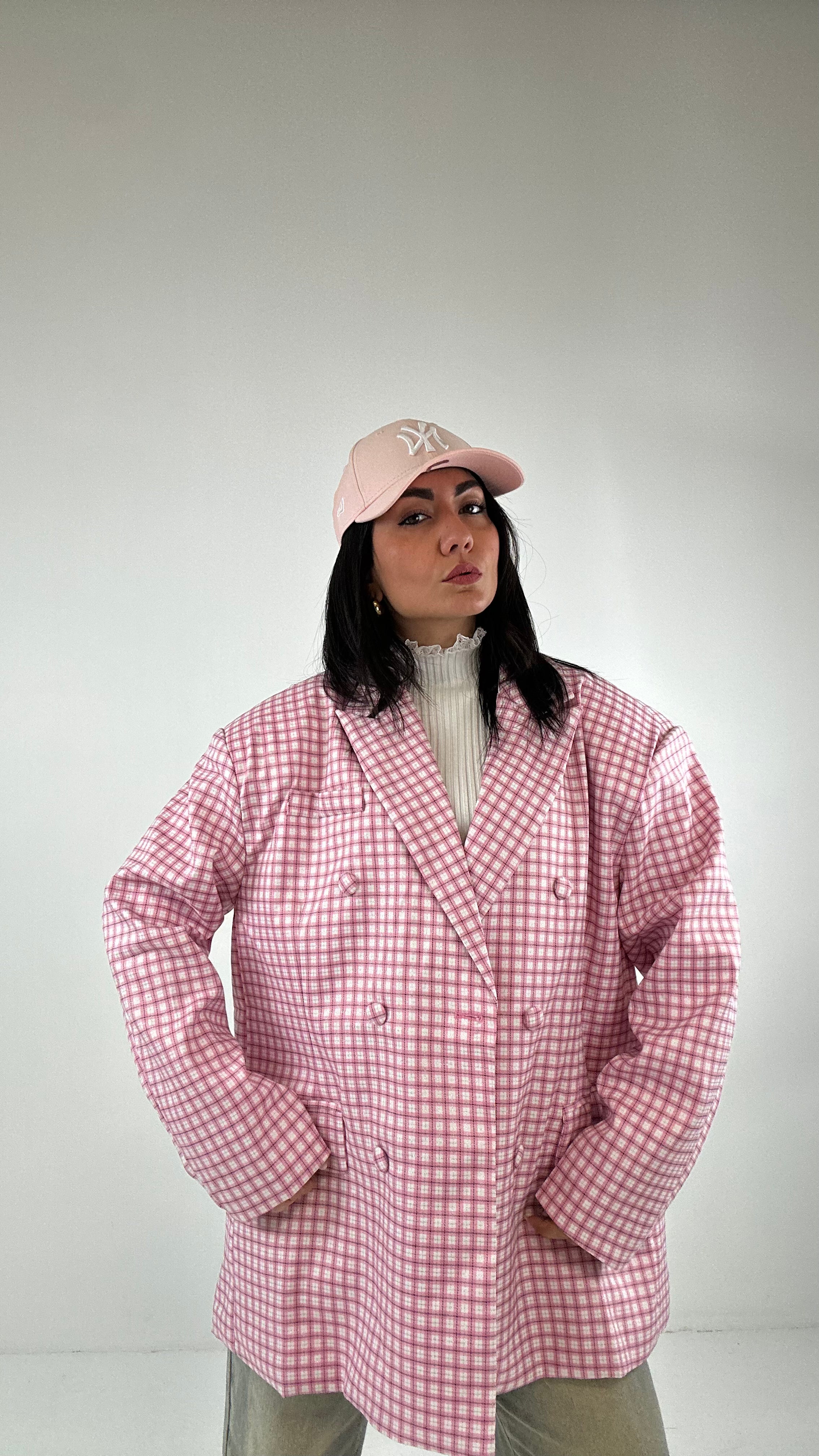 Blazer OVER QUADRETTINI LUX - ROSA