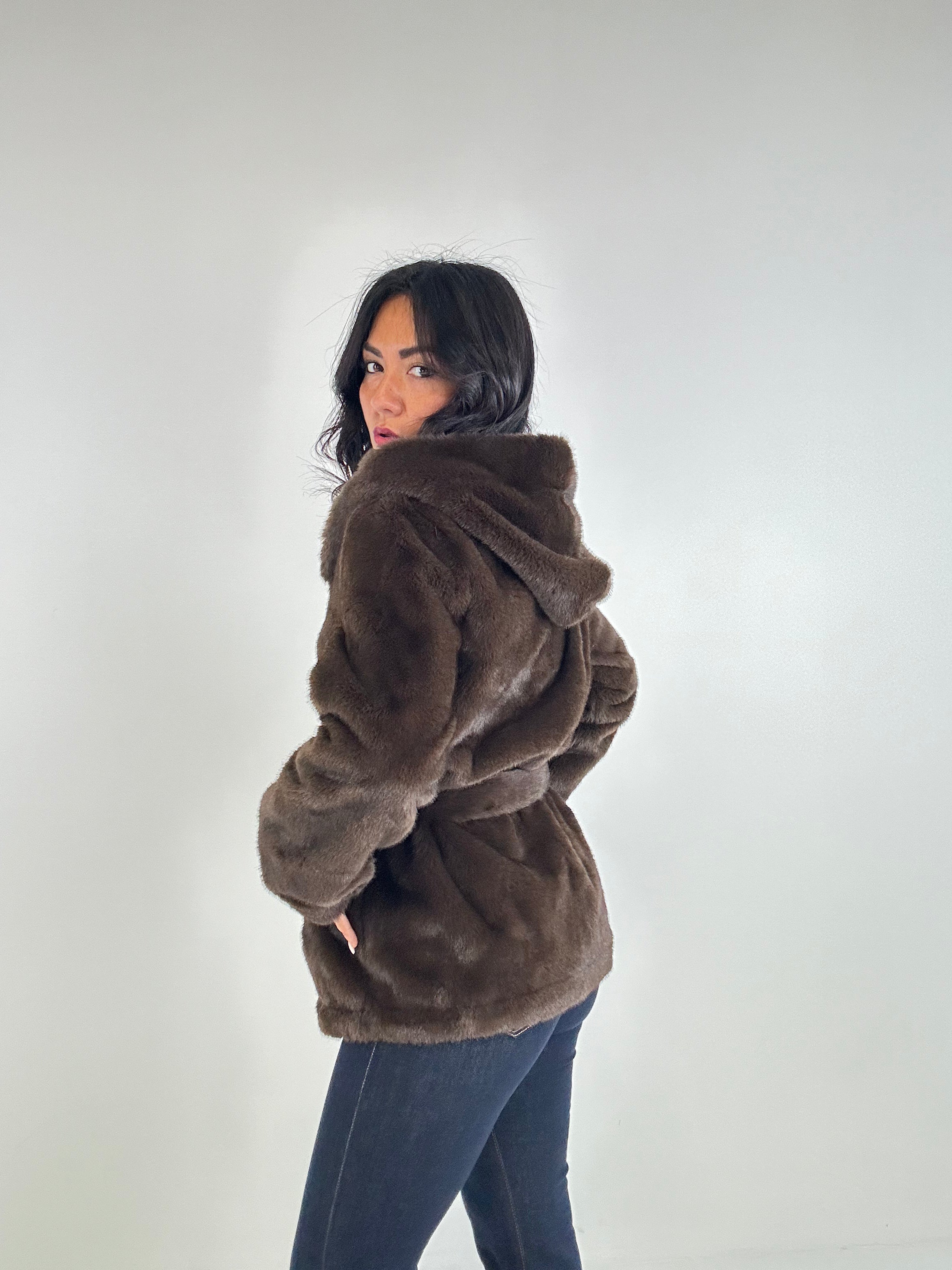 Ecopelliccia CINTURA LOW - MARRONE