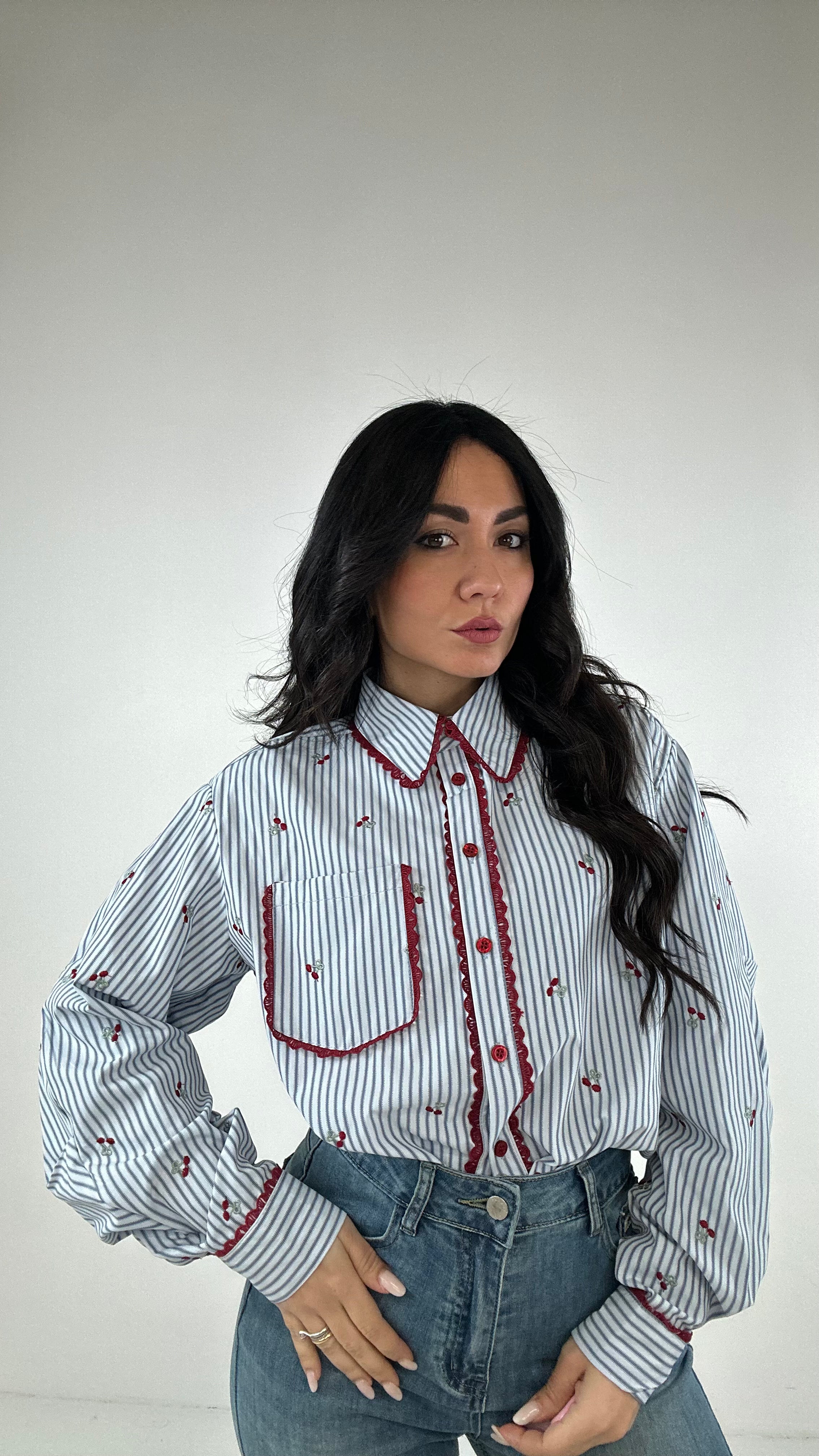 Camicia TOP CHERRY - CELESTE