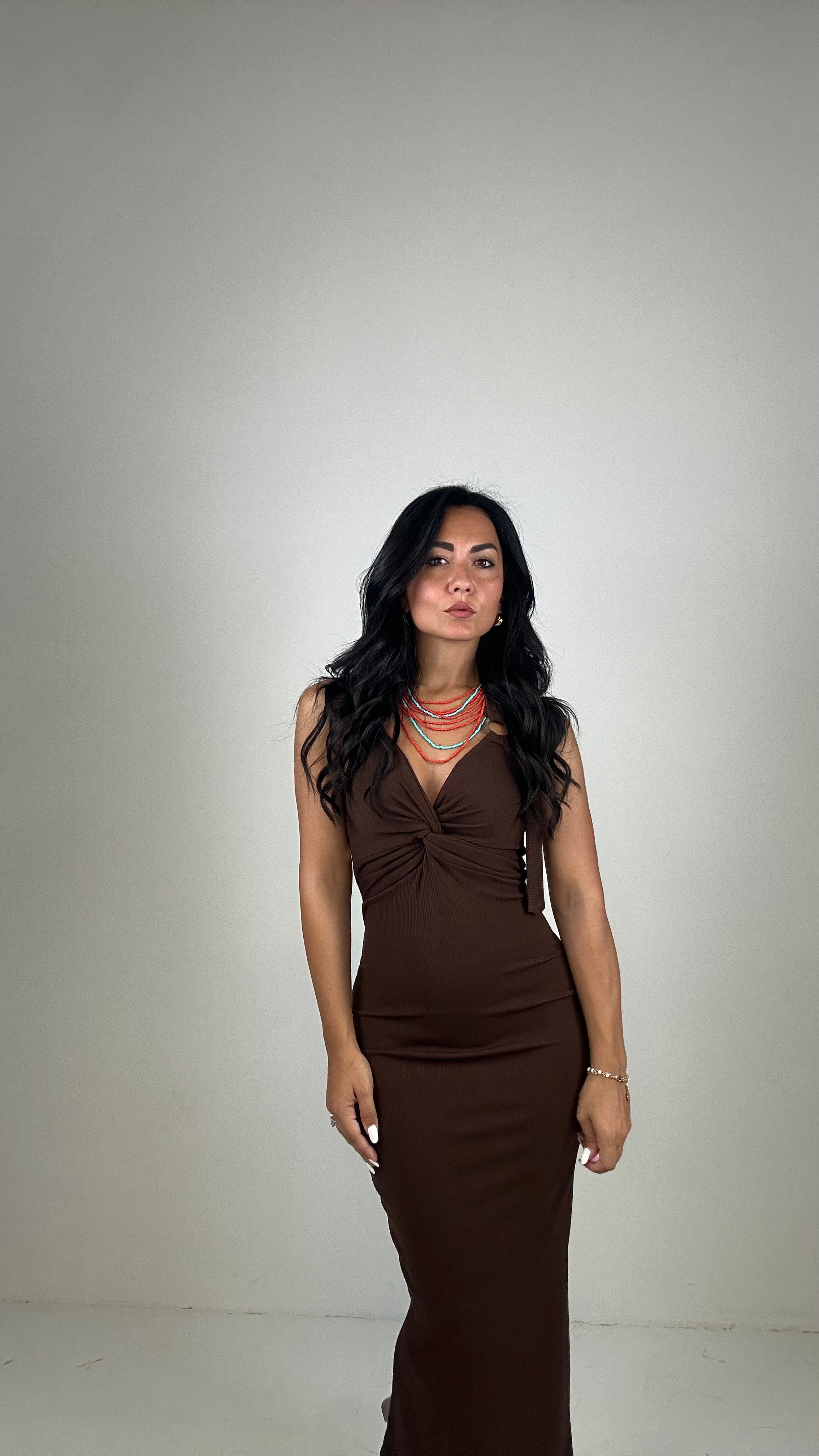 Vestito COSTINE E COPPA - MARRONE