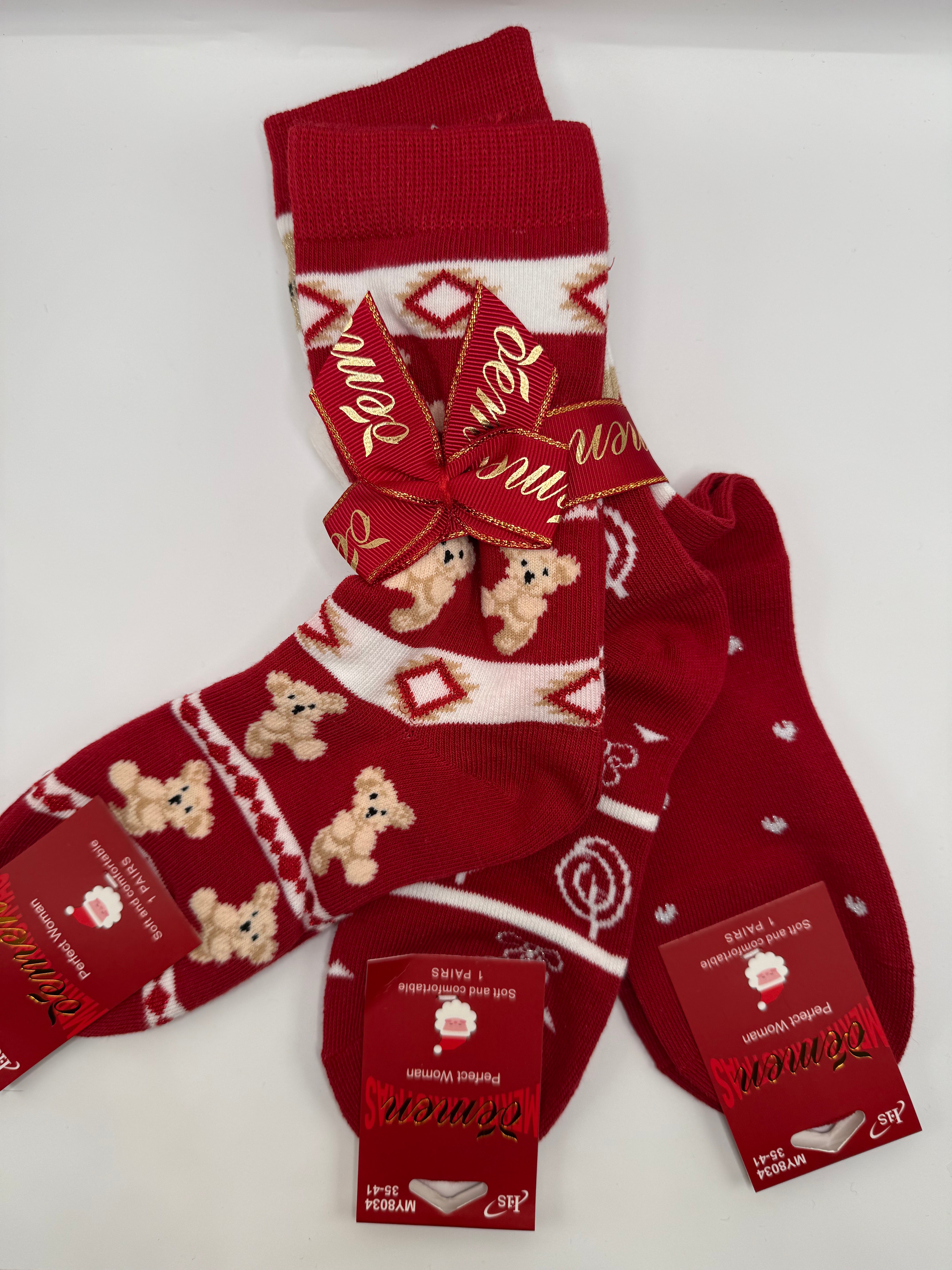 Tris CALZA ORSO NATALE - BEIGE