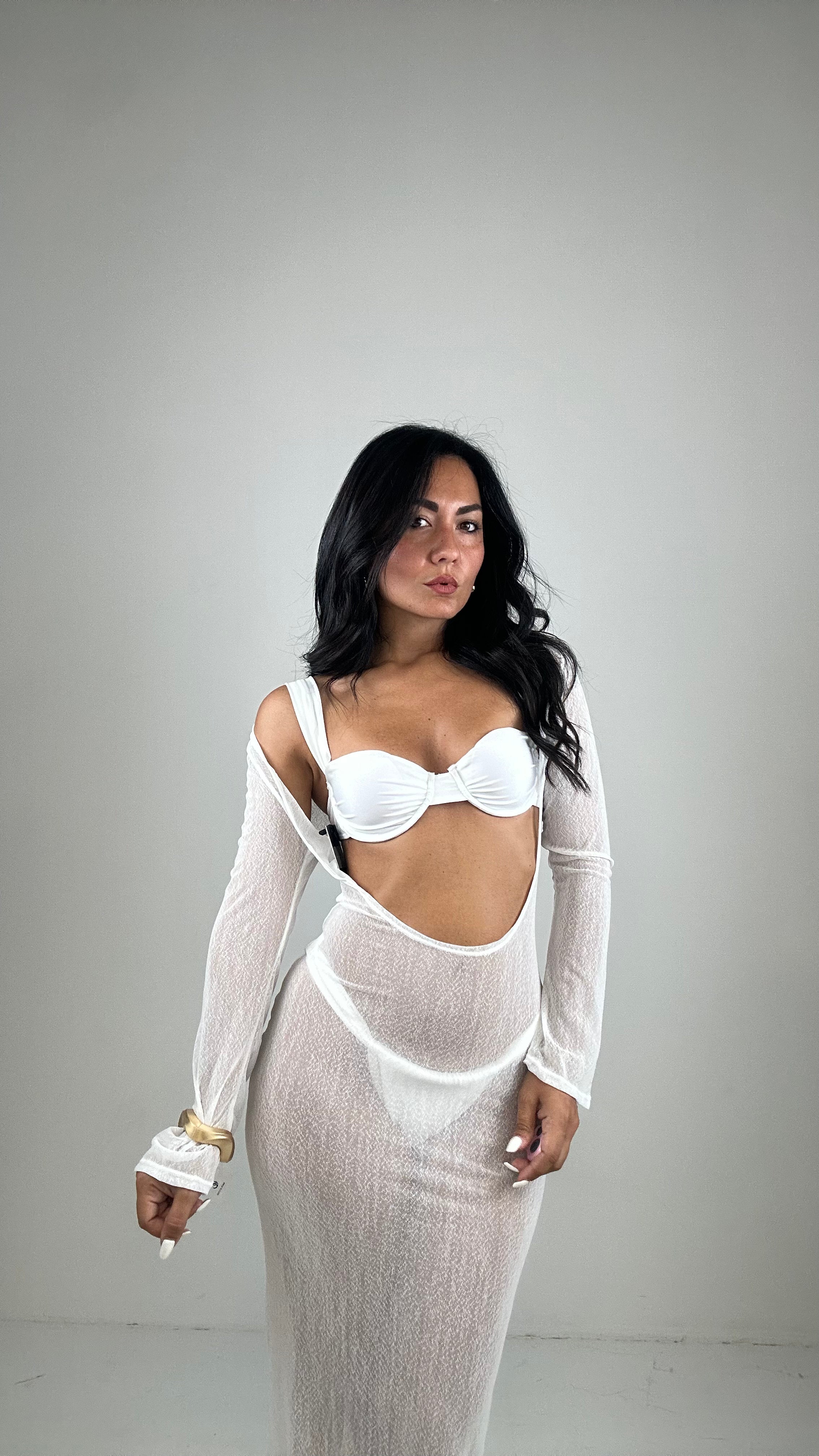 bikini CON COPRI IN VELO - BIANCO