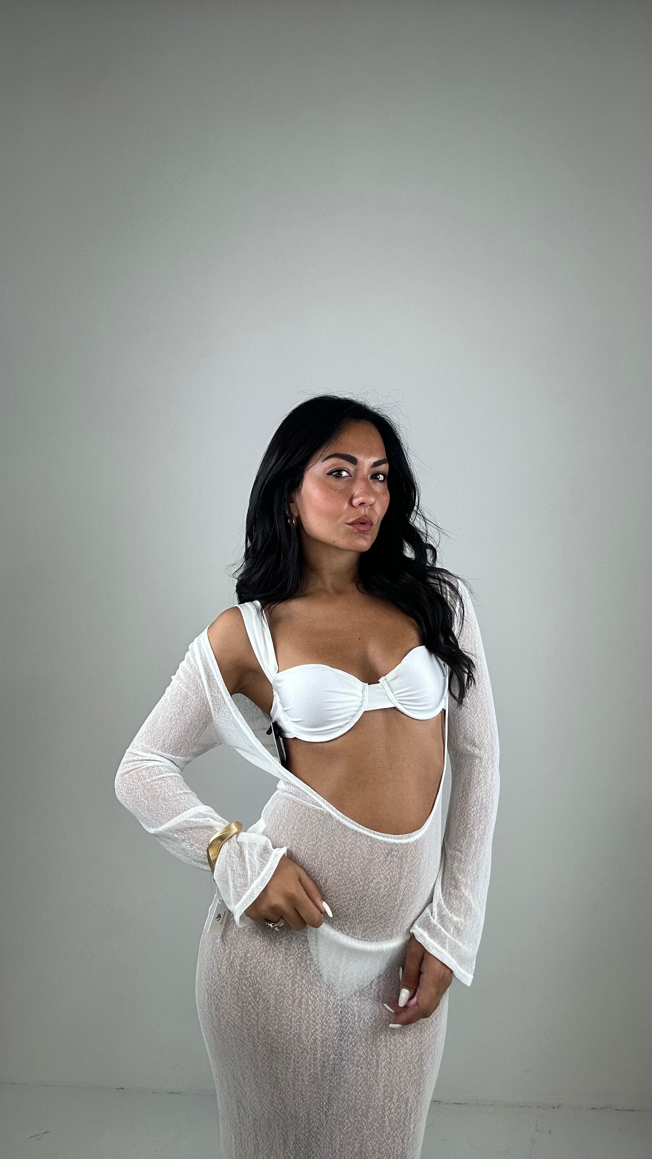 bikini CON COPRI IN VELO - BIANCO
