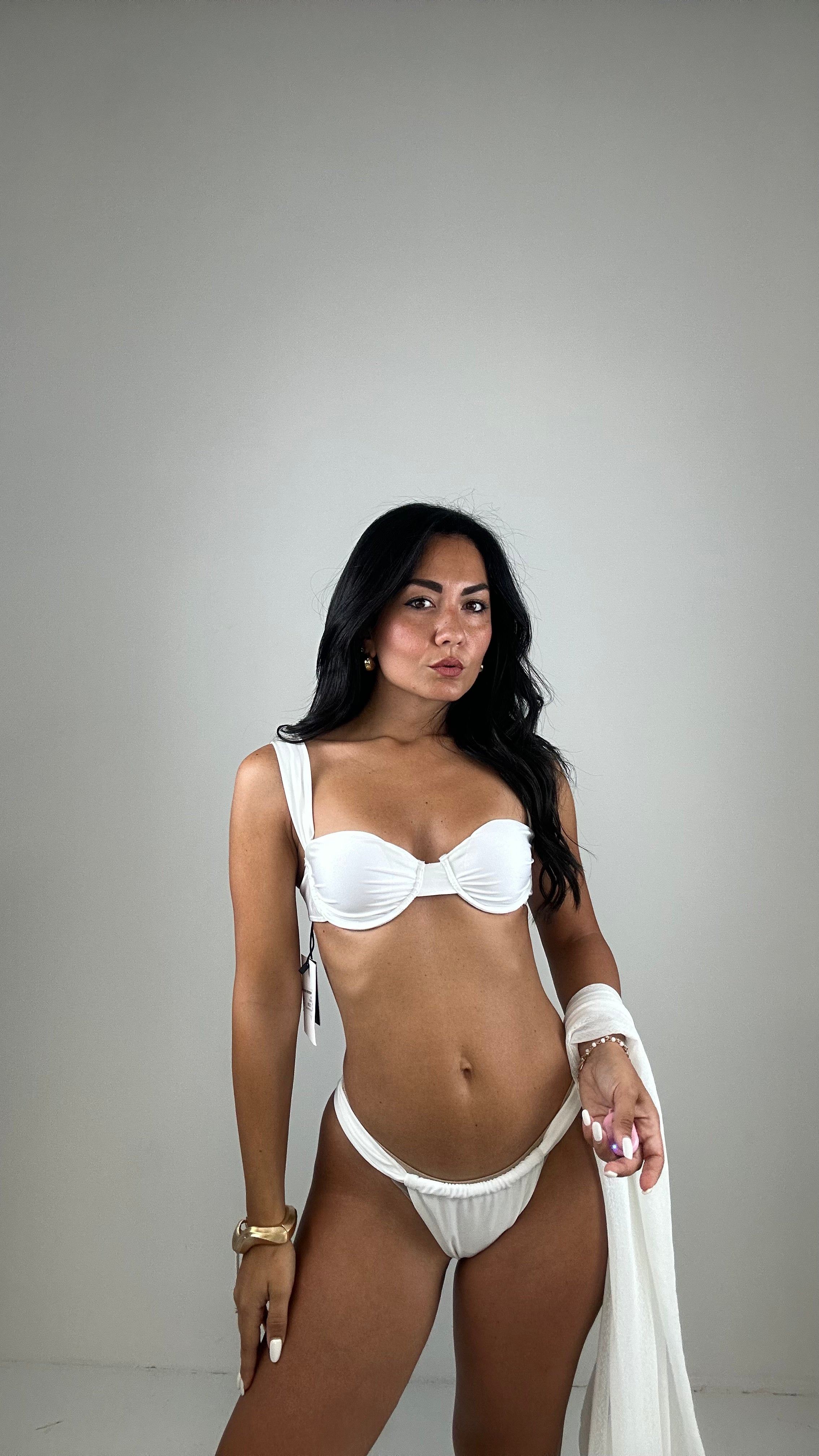 bikini CON COPRI IN VELO - BIANCO