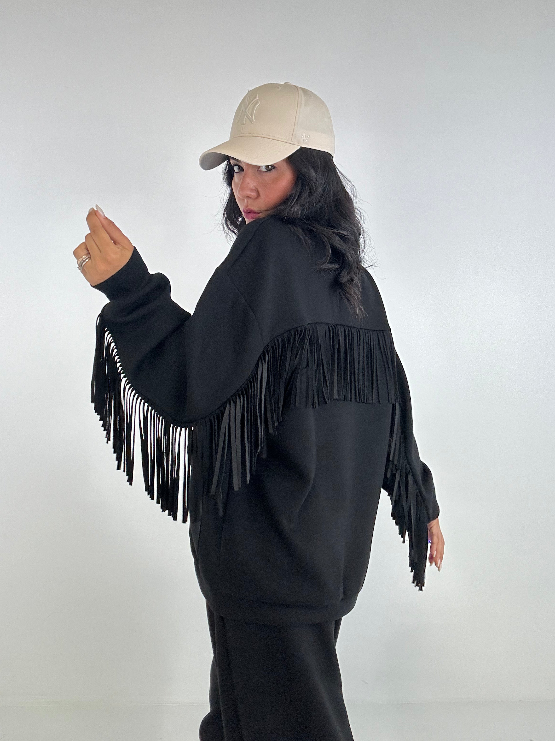 Cardigan FELPA LUMINA FRANGE - NEERO