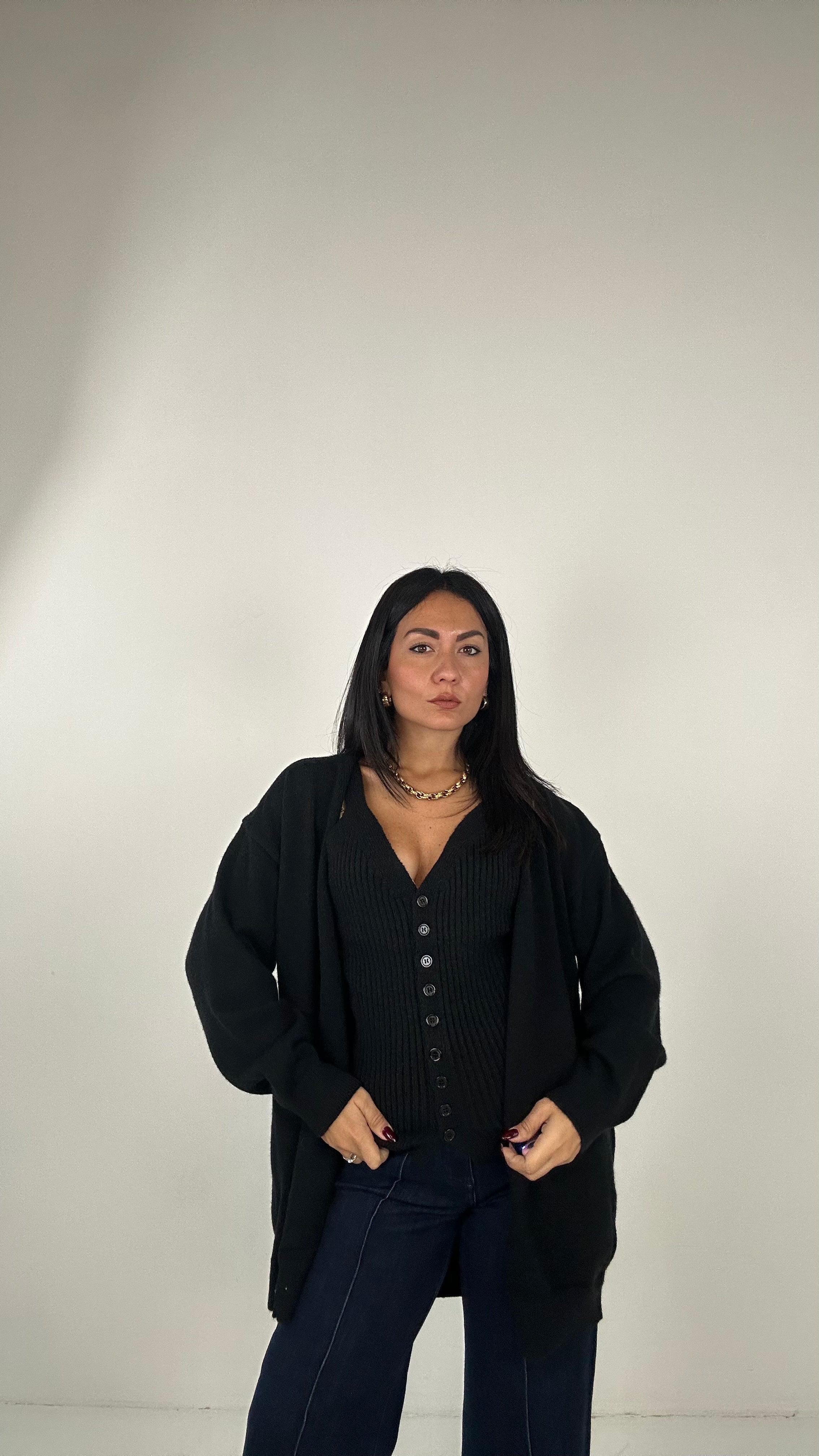 Twinset CARDIGAN E TOP - NERO