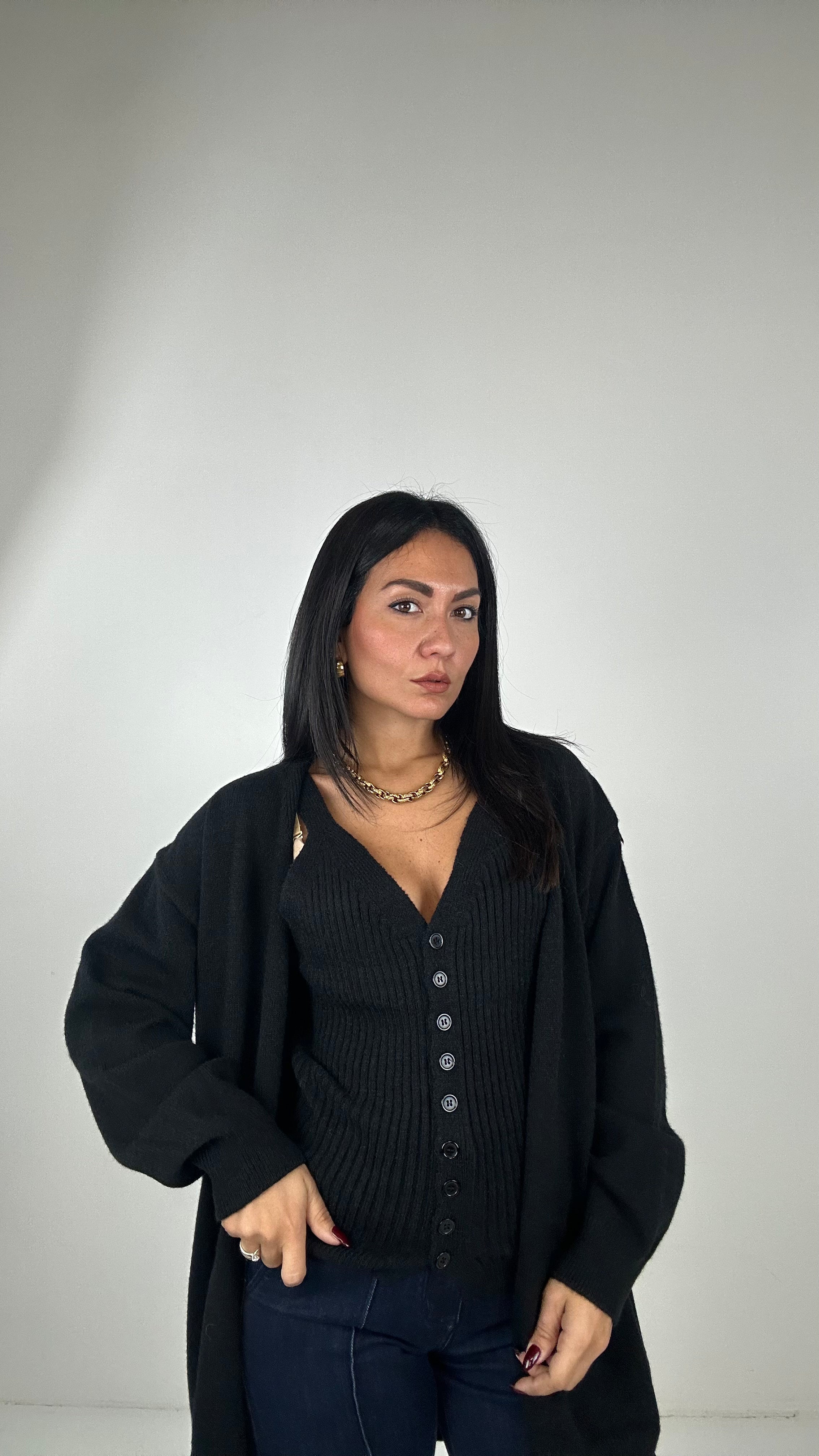 Twinset CARDIGAN E TOP - NERO