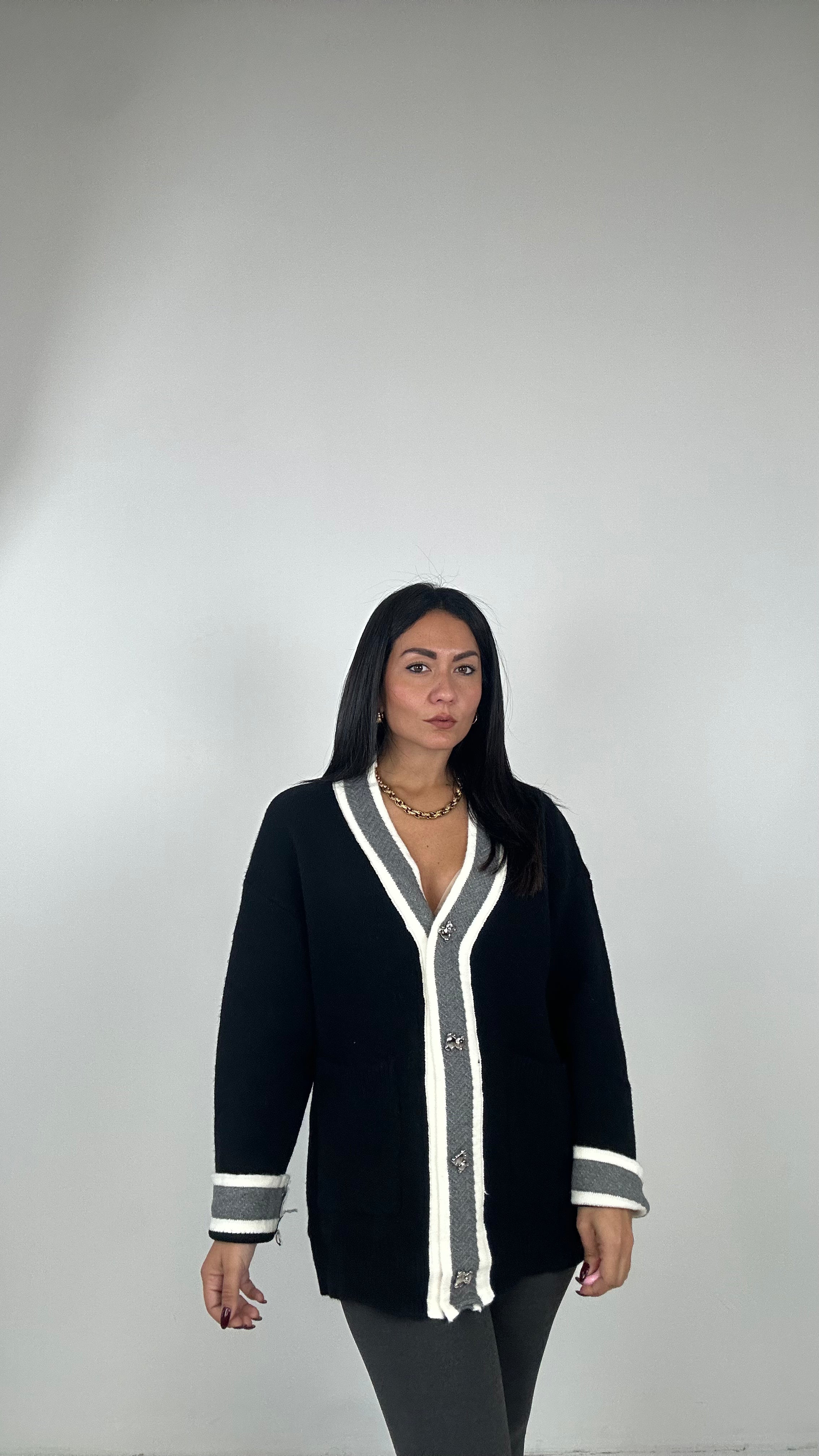 Cardigan BOTTONE ORSETTO - NERO