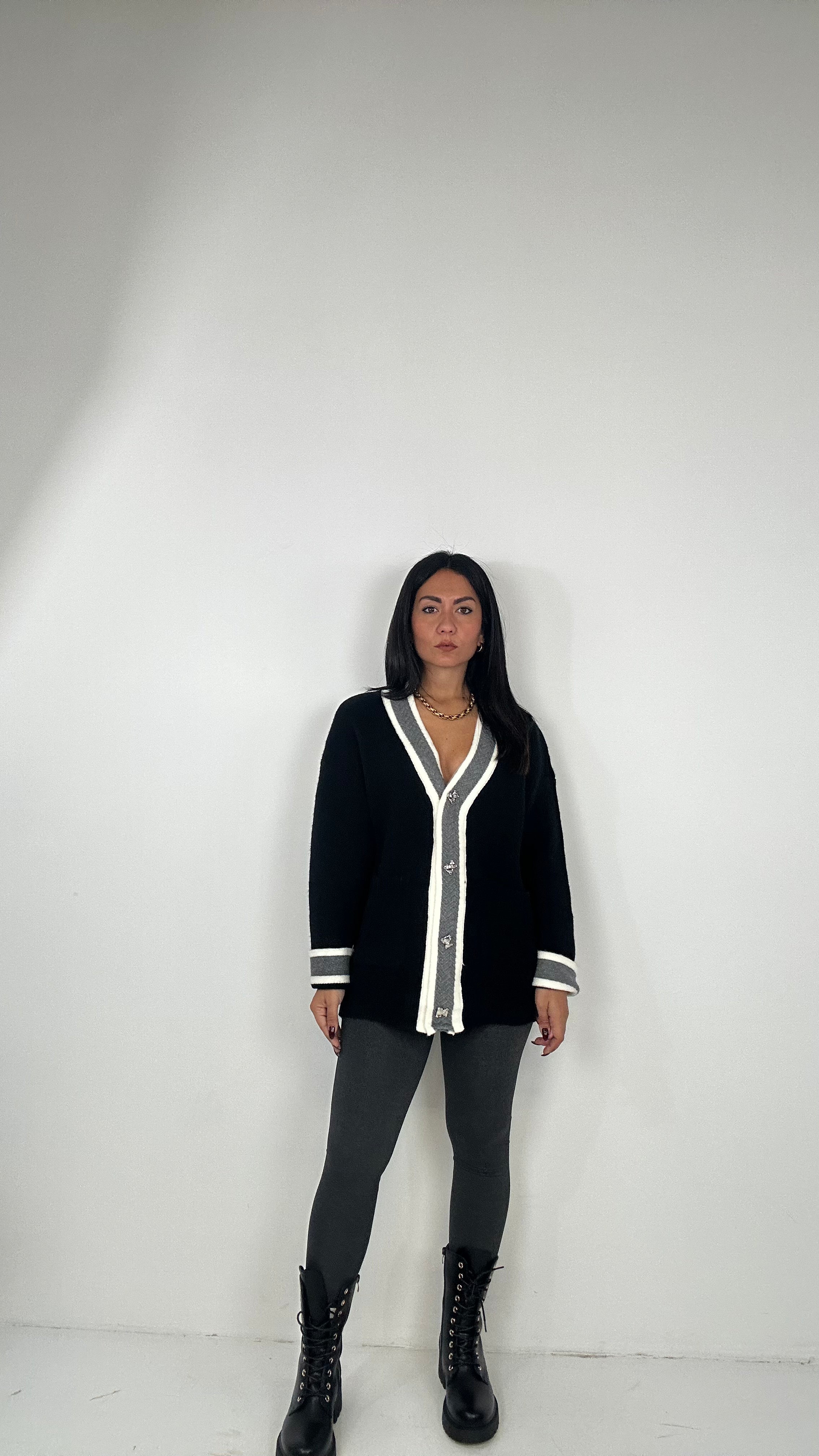 Cardigan BOTTONE ORSETTO - NERO