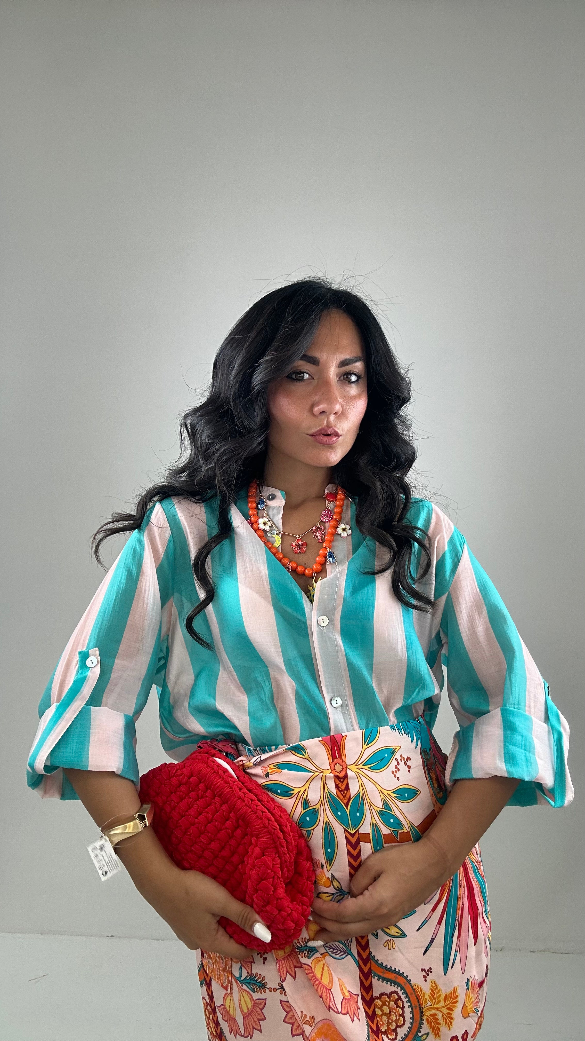 Camicia RIGHE CON BOTTONCINO - TIFFANY