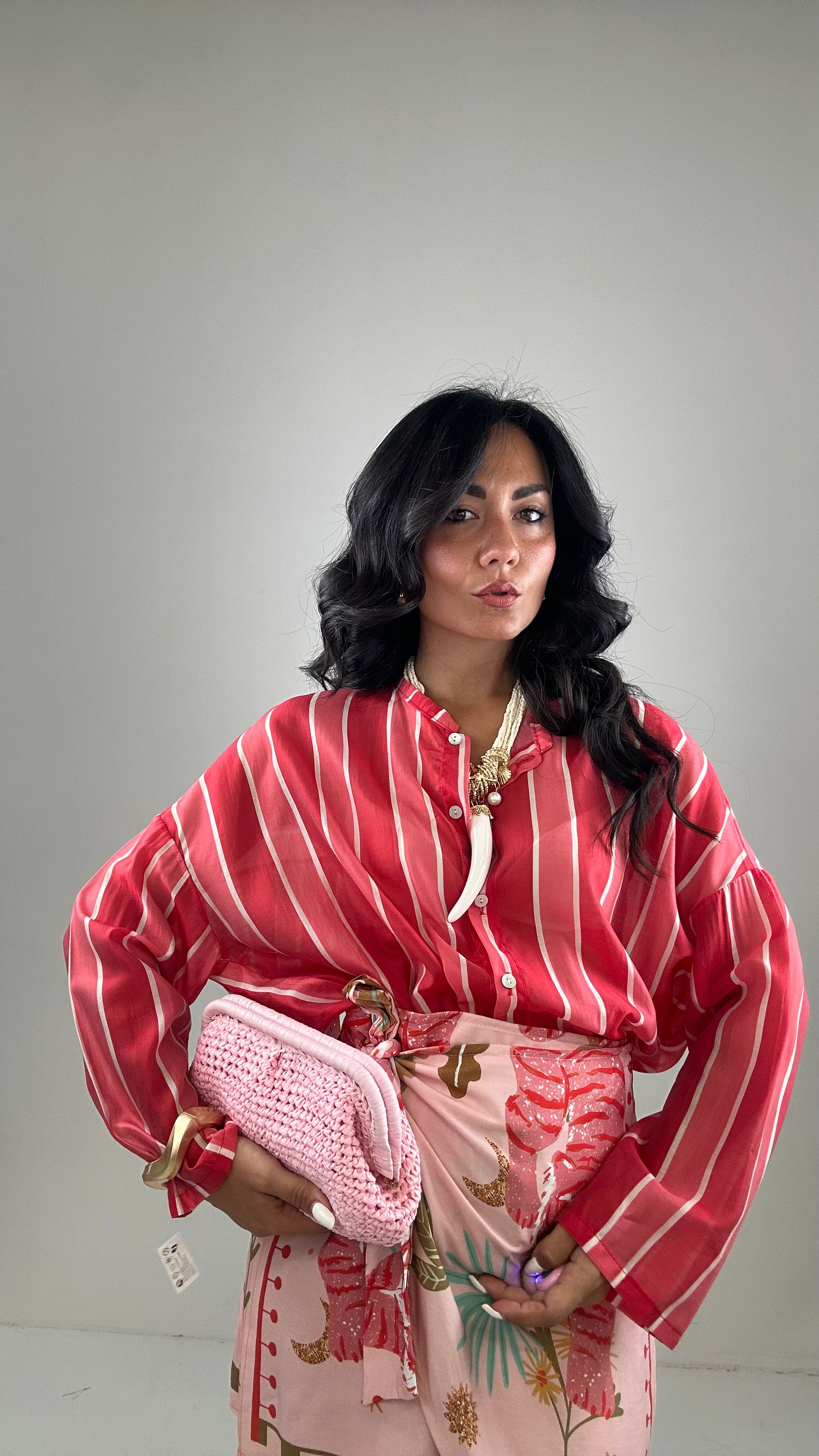 Camicia A RIGHE - ROSA-ROSSO