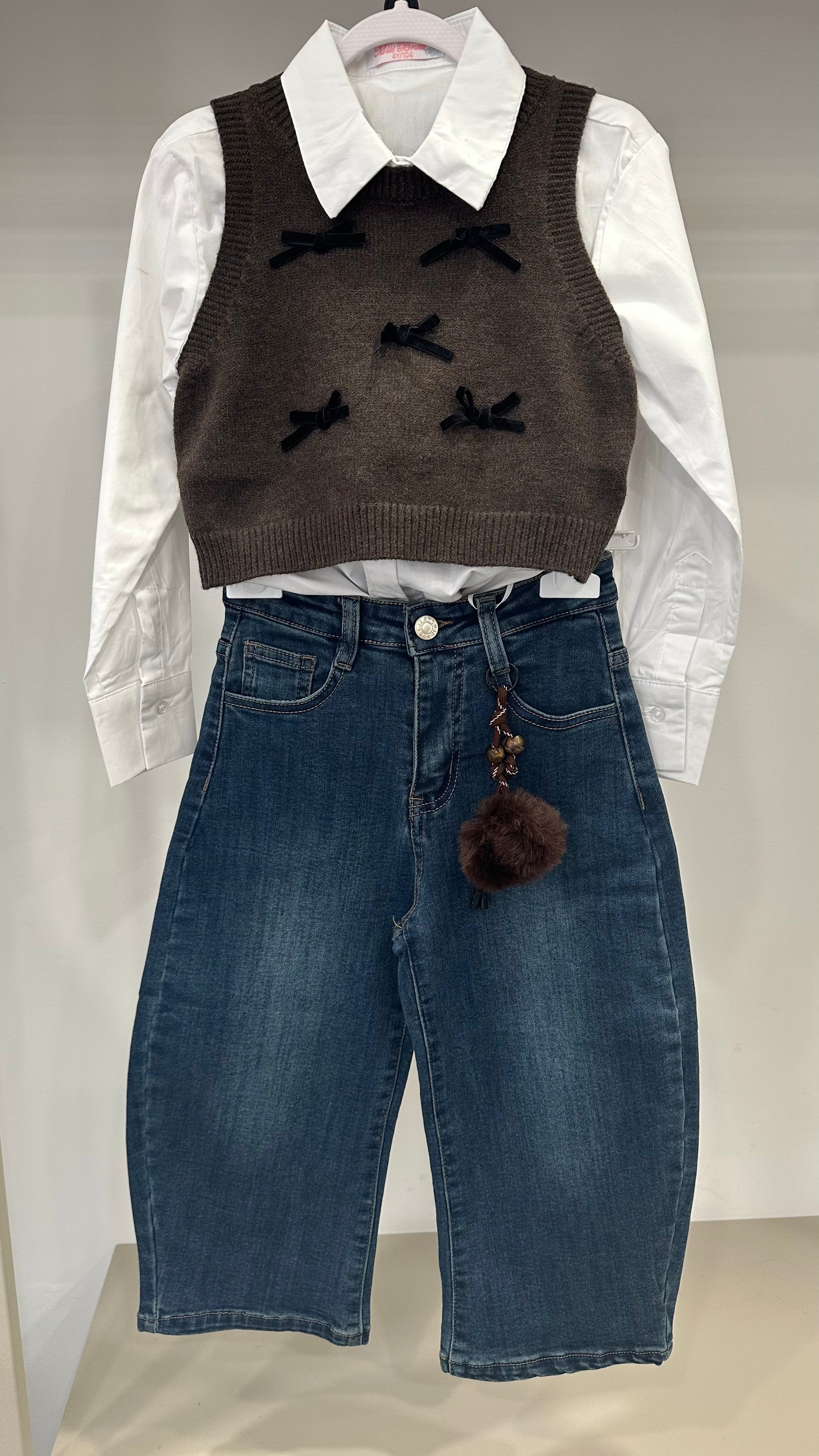 Camicia CON GILET FIOCCHETTI 4-14A - MARRONE