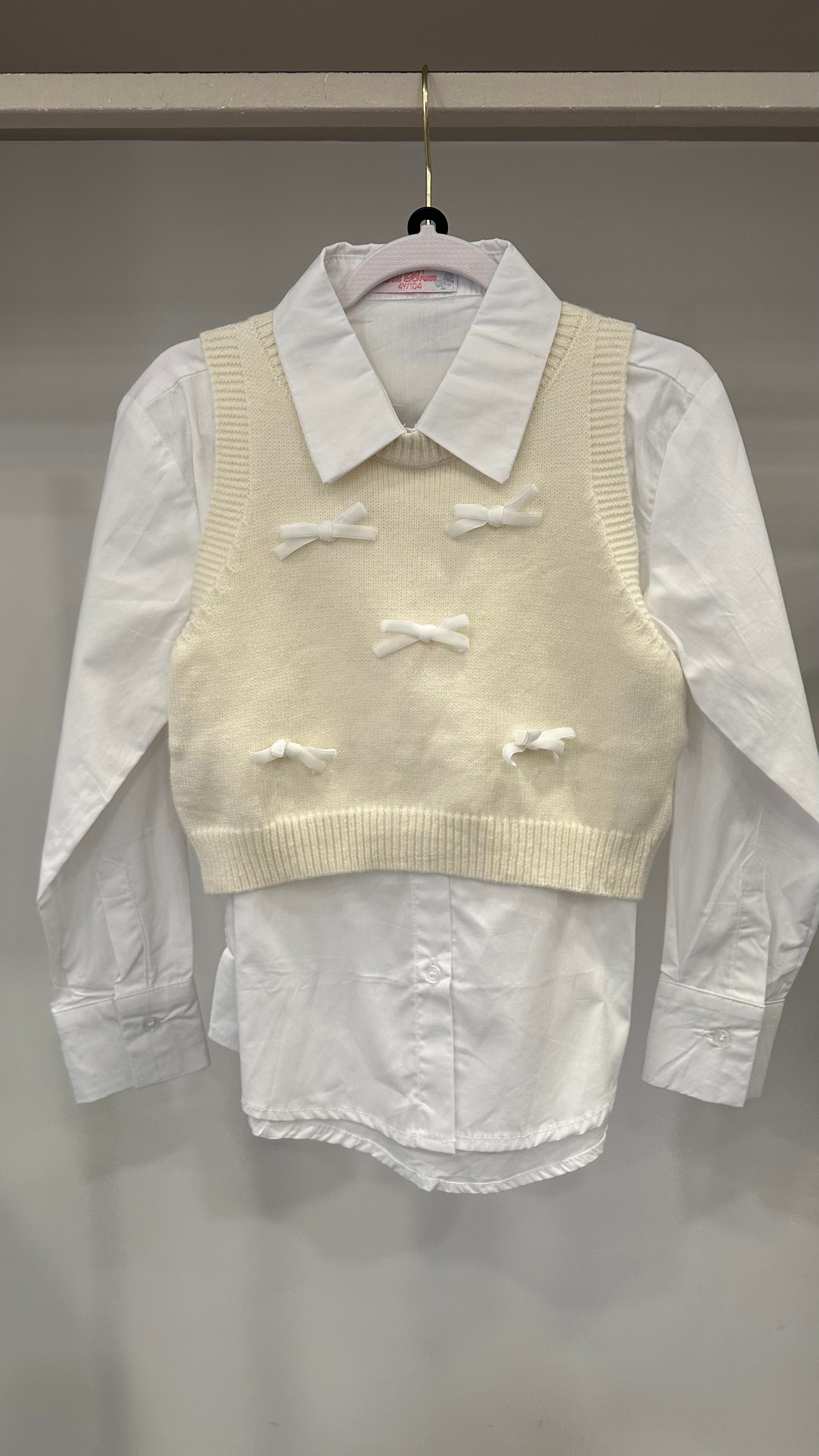 Camicia CON GILET FIOCCHETTI 4-14A - PANNA