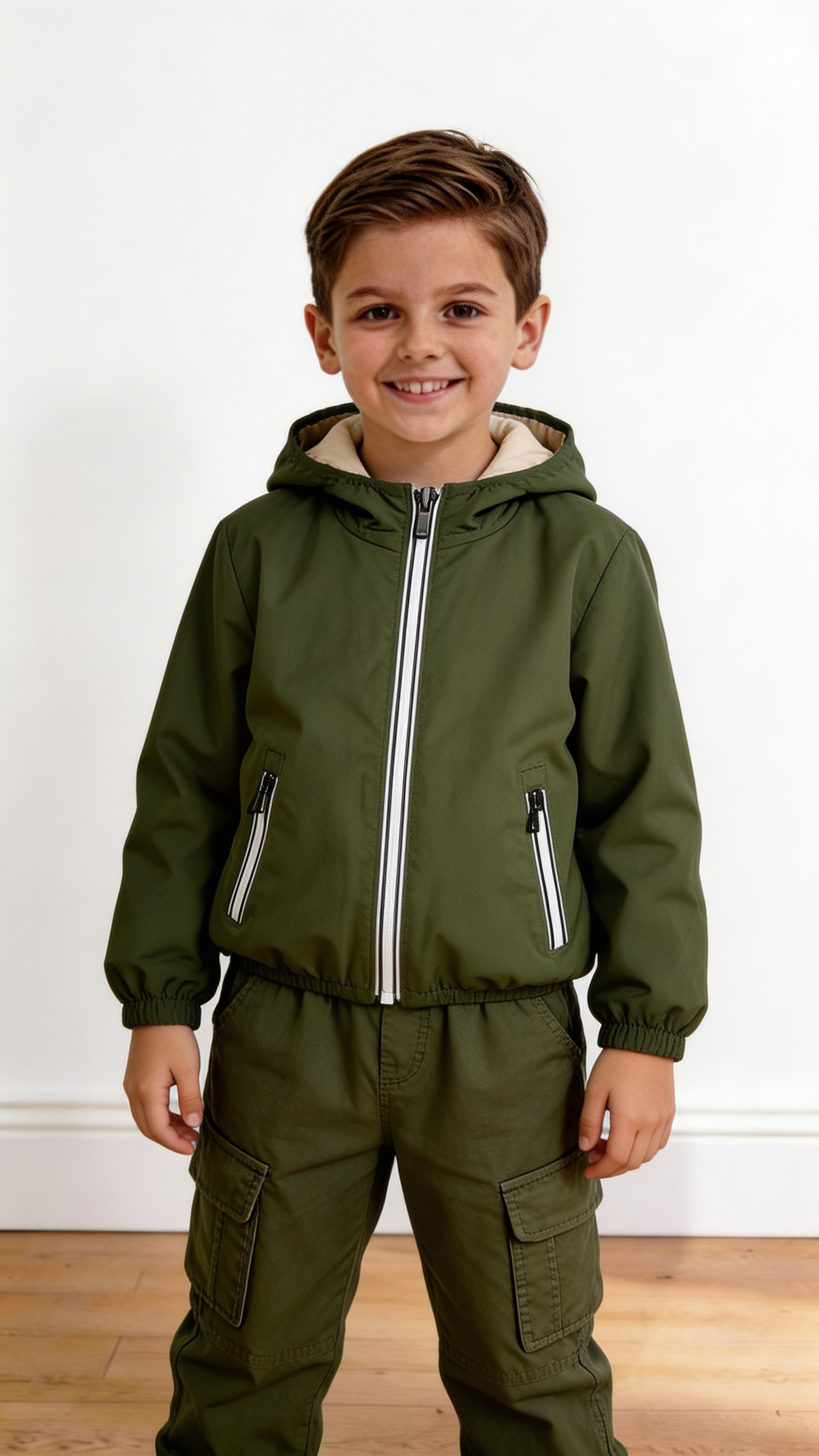 Giubbino DUBBLE BOY 4-12A - VERDE MILITARE