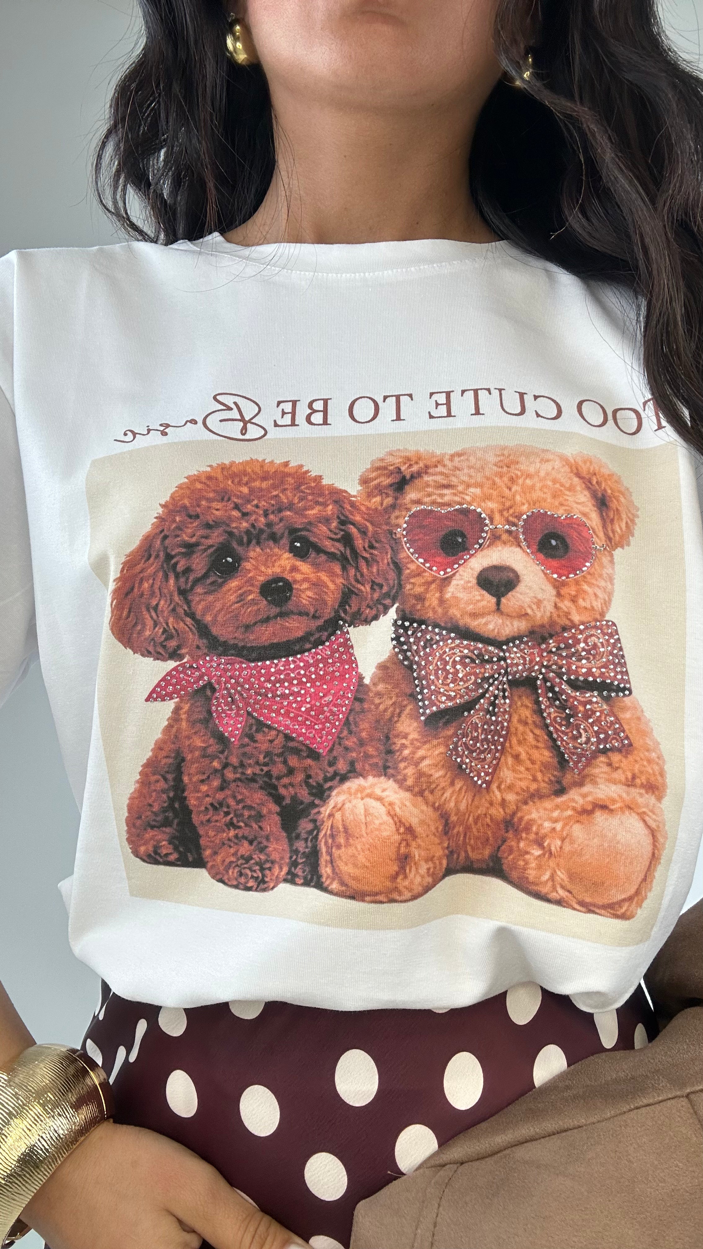 T-shirt TO CUTE TO BE - BIANCO
