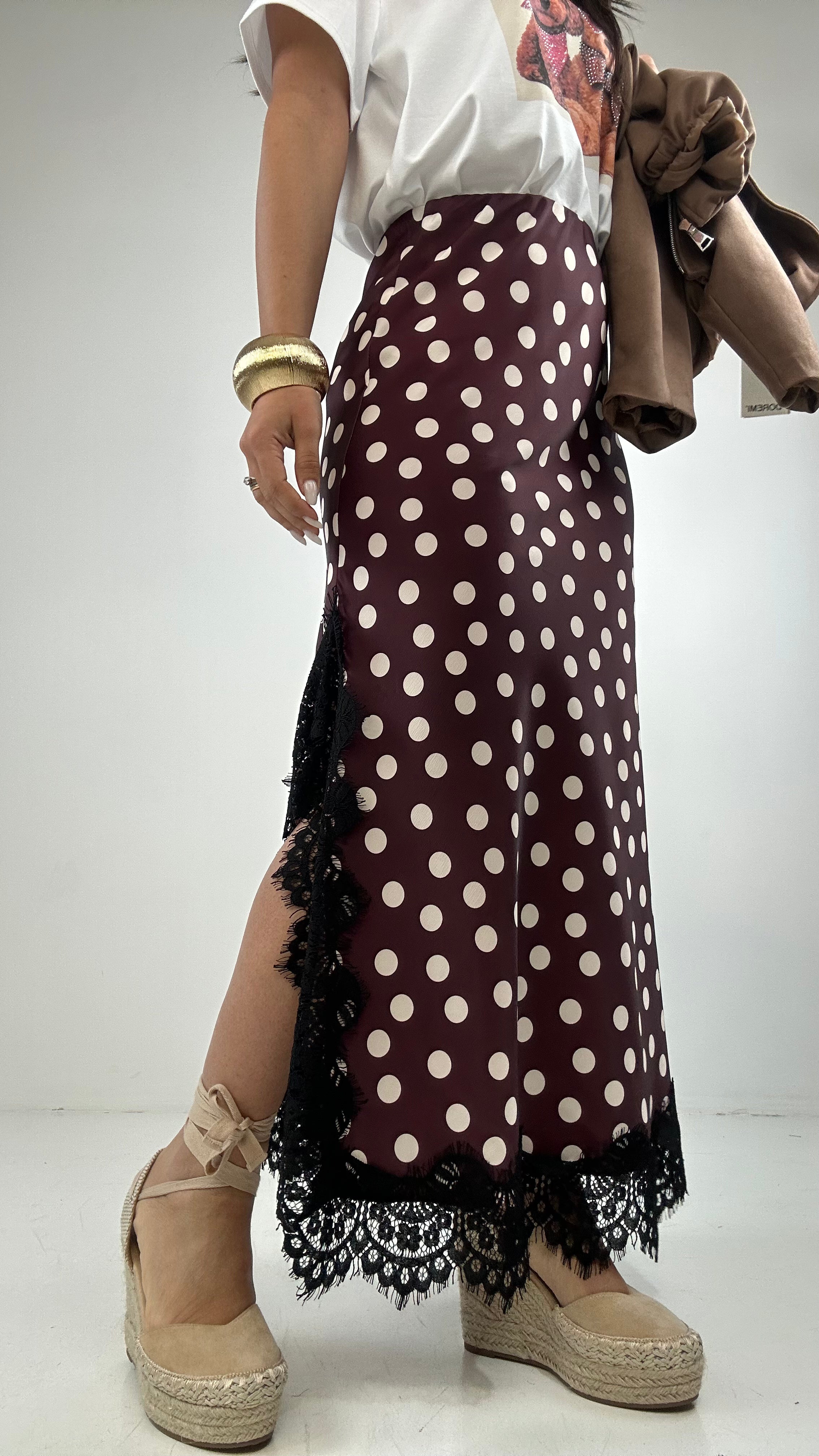 Gonna SATIN PIZZO E POIS - VINACCIO