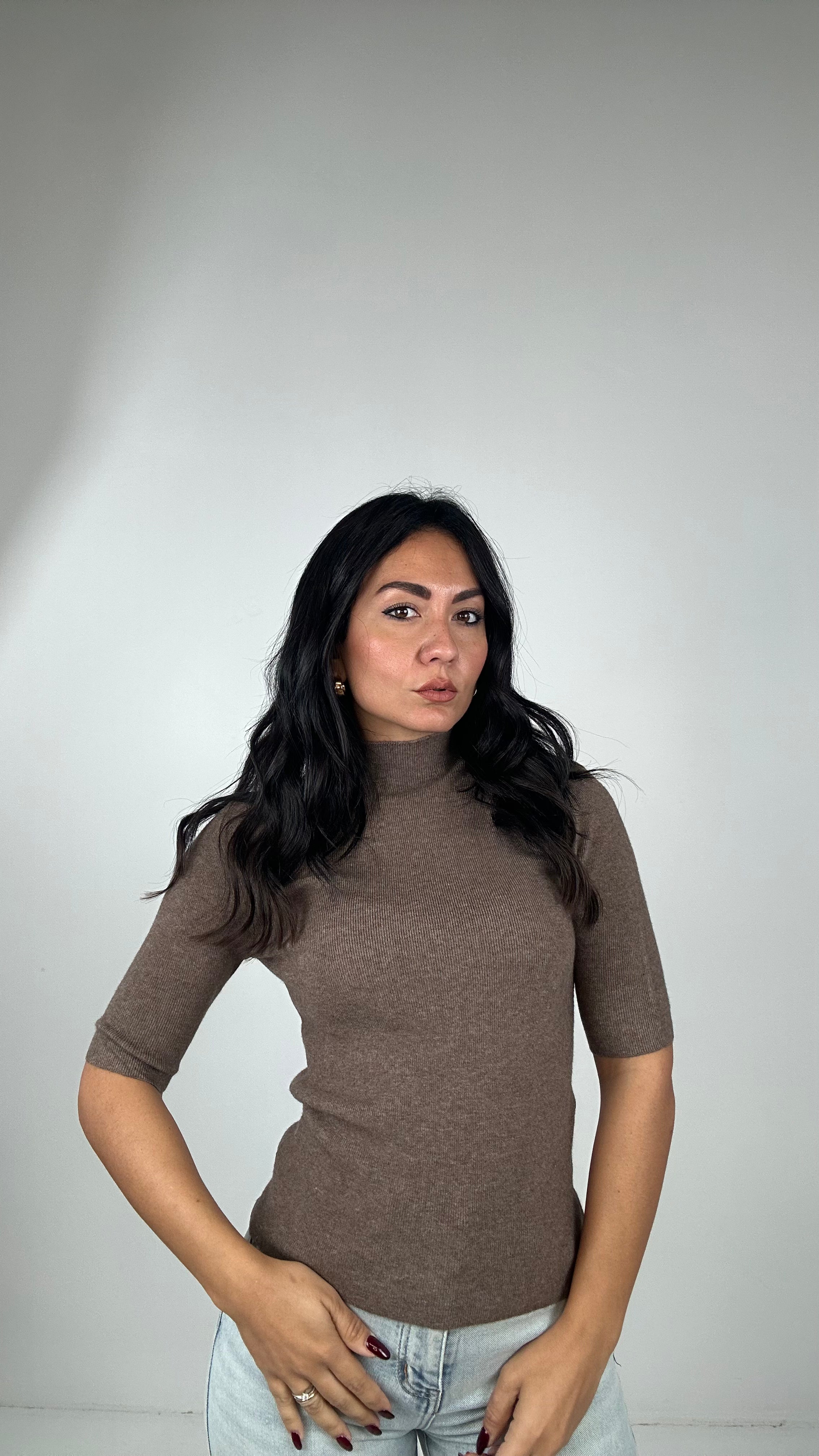 Lupetto IN MAGLIA MEZZA MANICA - KHAKI