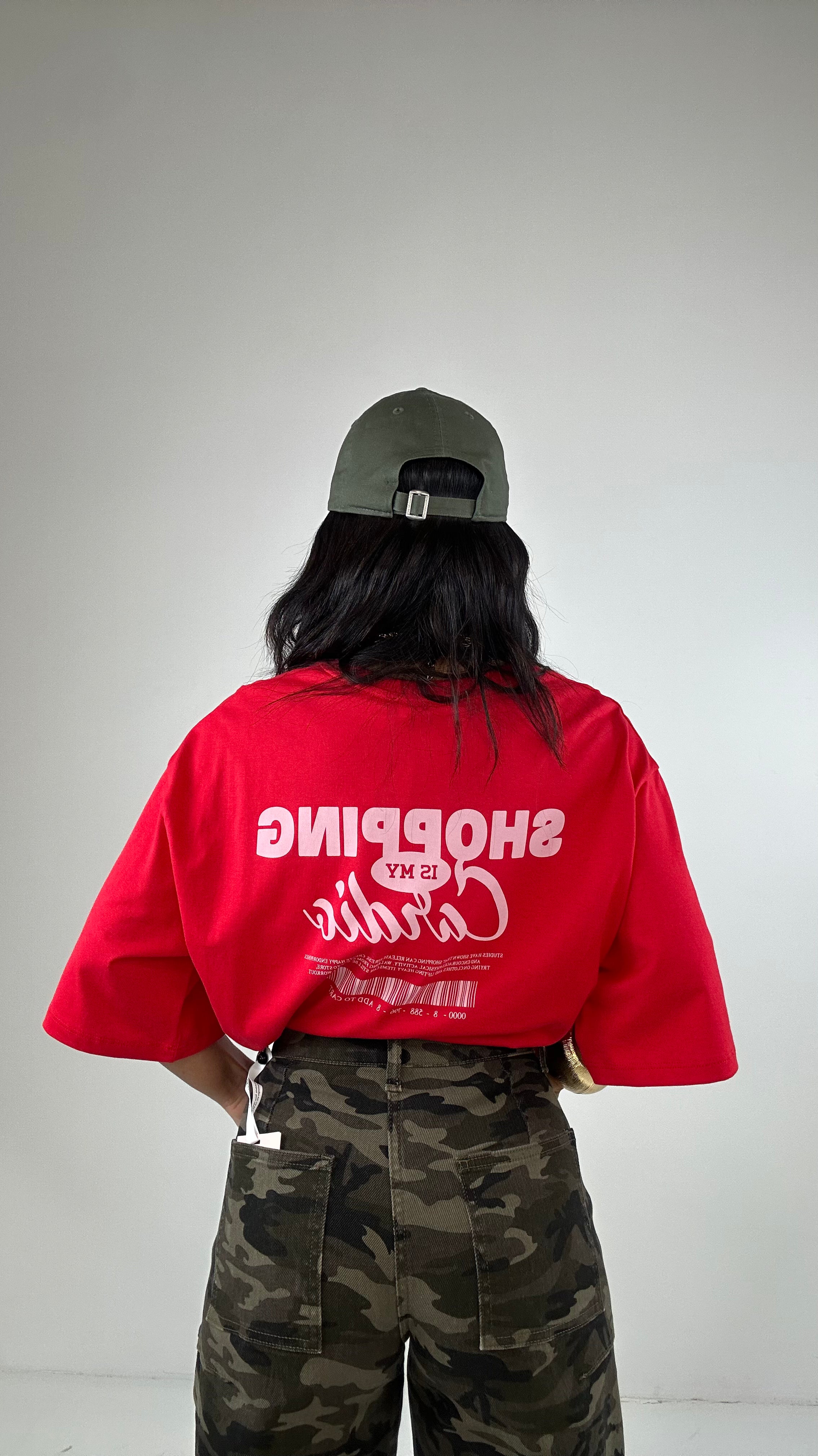 T-shirt LUMINA LO SHOPPING IS MY CARDIO - ROSSO