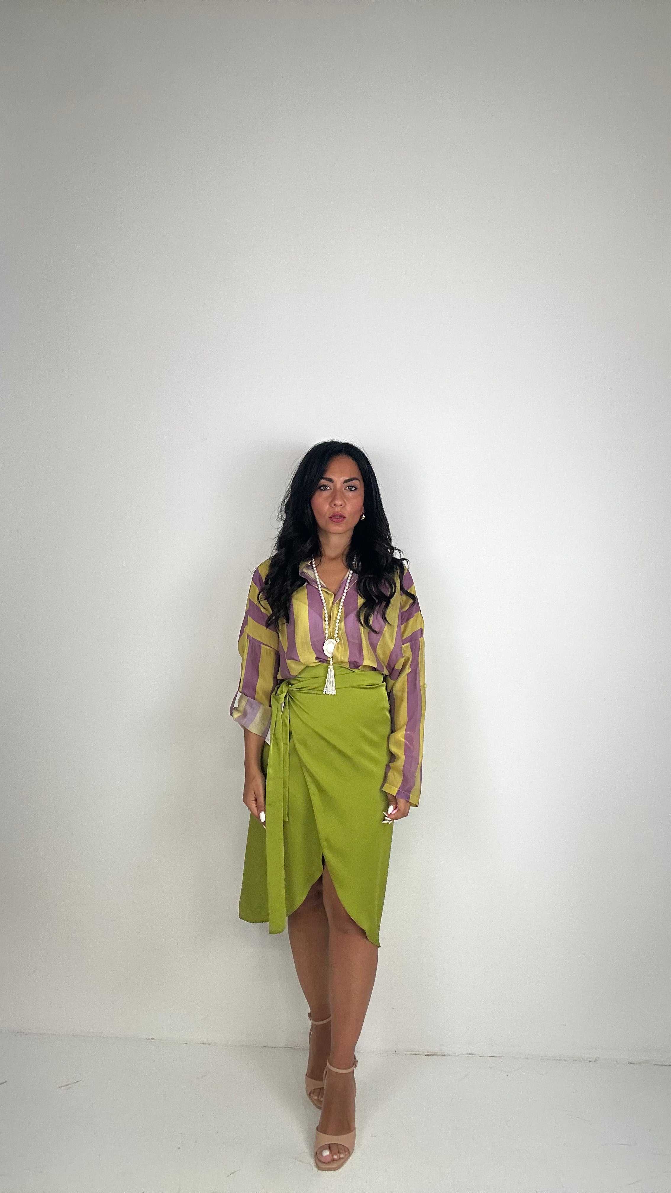 Gonna SATIN MIDI - VERDE LIME