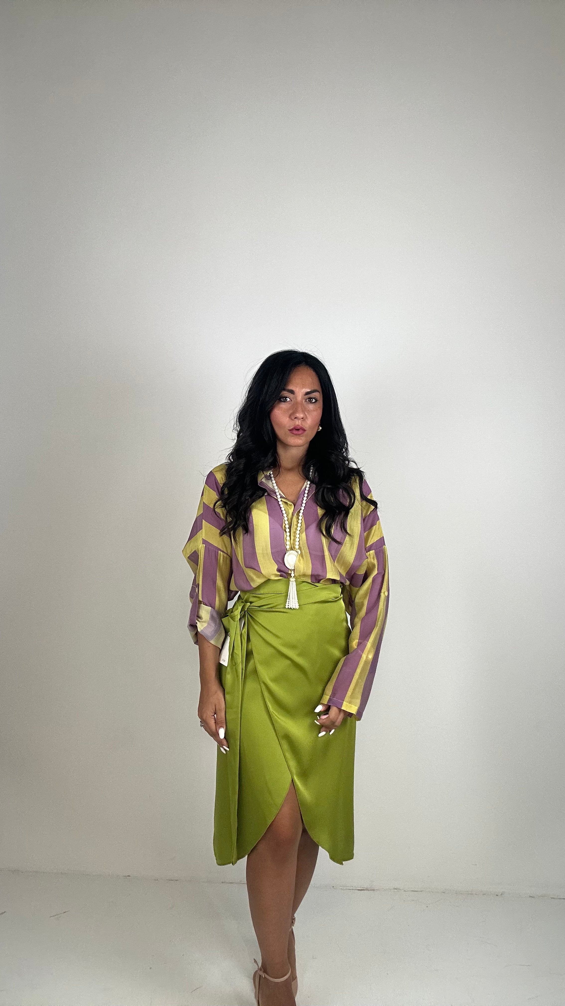 Gonna SATIN MIDI - VERDE LIME