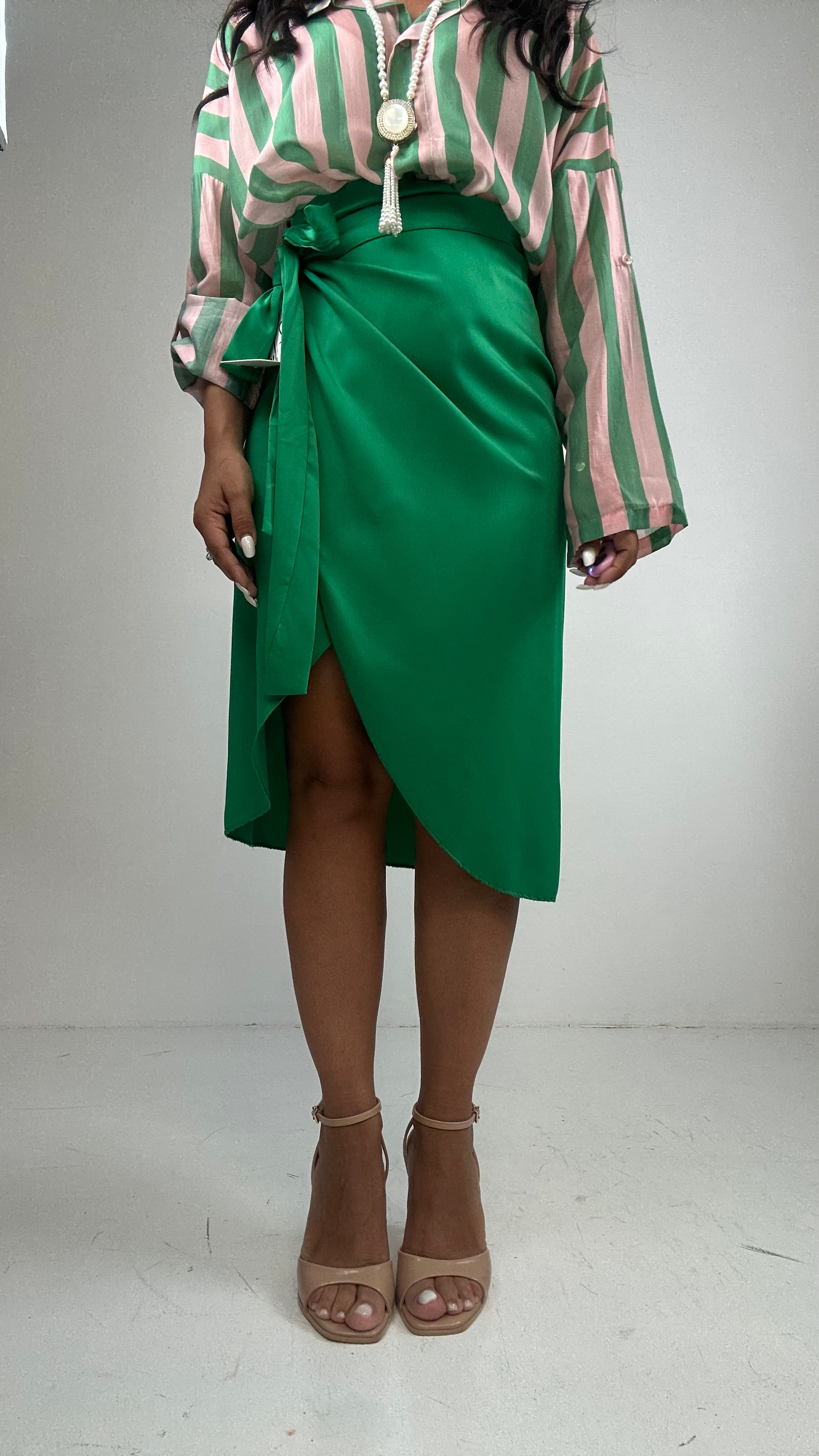 Gonna SATIN MIDI - VERDE