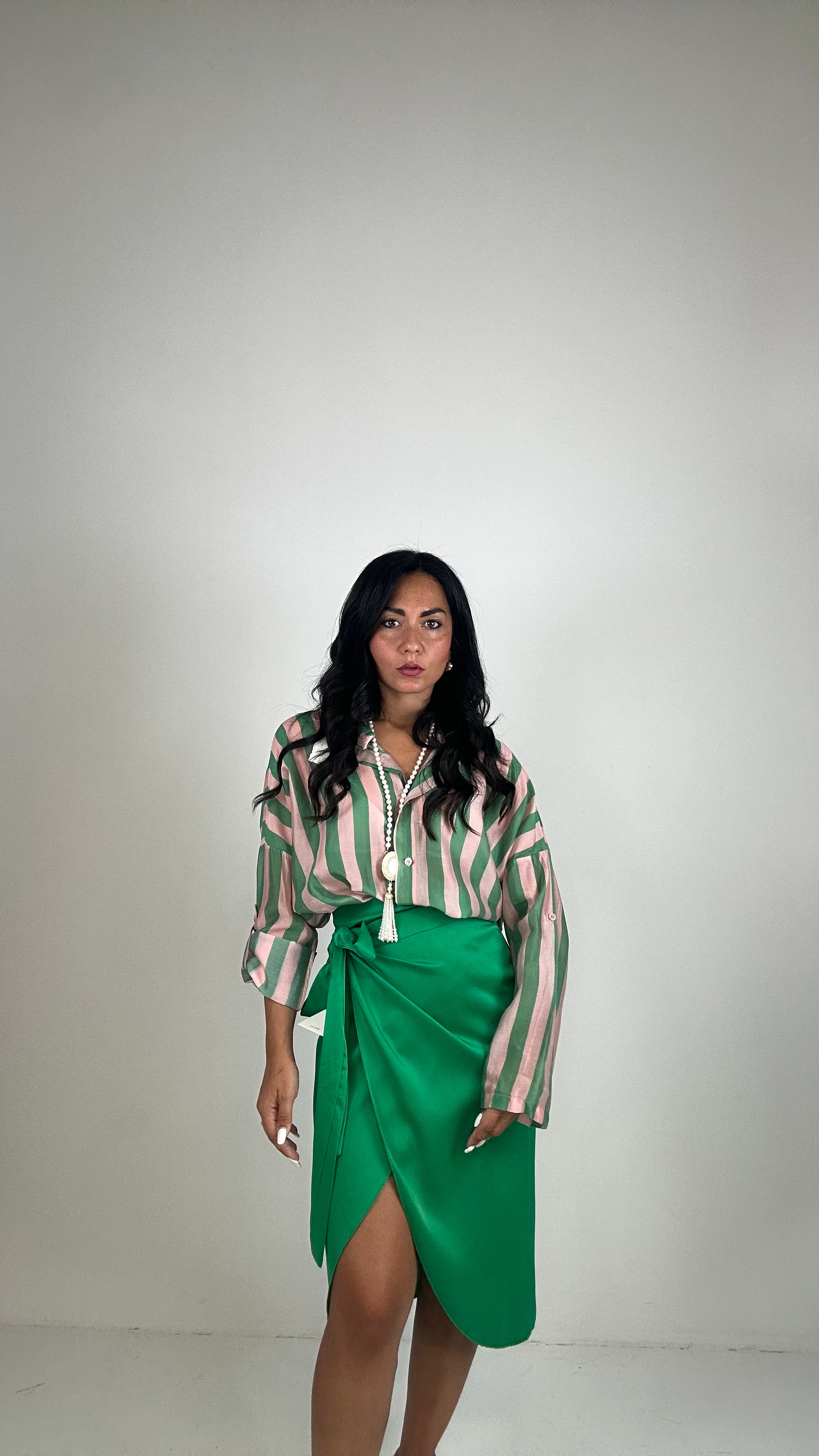 Gonna SATIN MIDI - VERDE