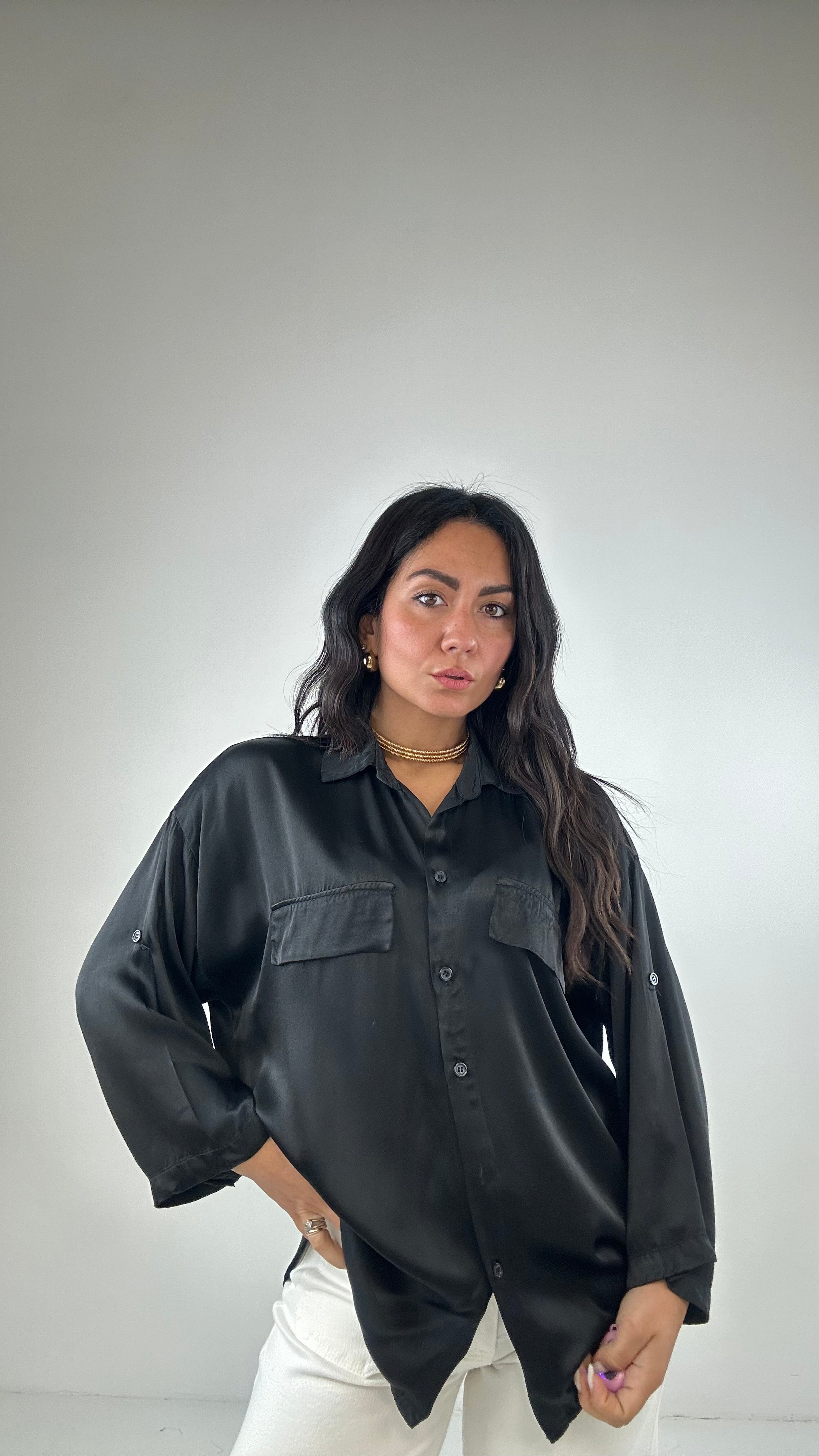 Camicia SATIN - NERO