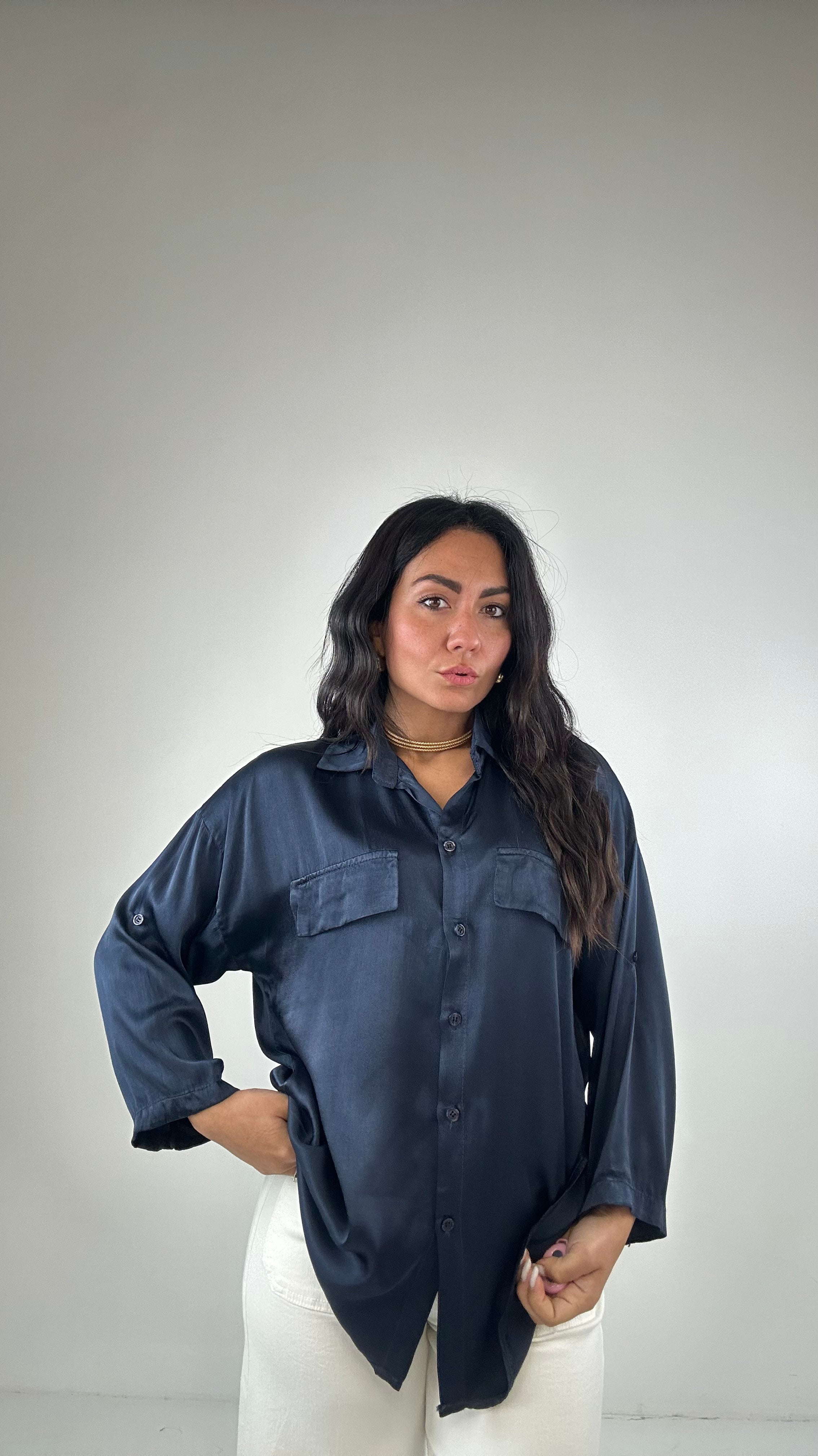 Camicia SATIN - BLU