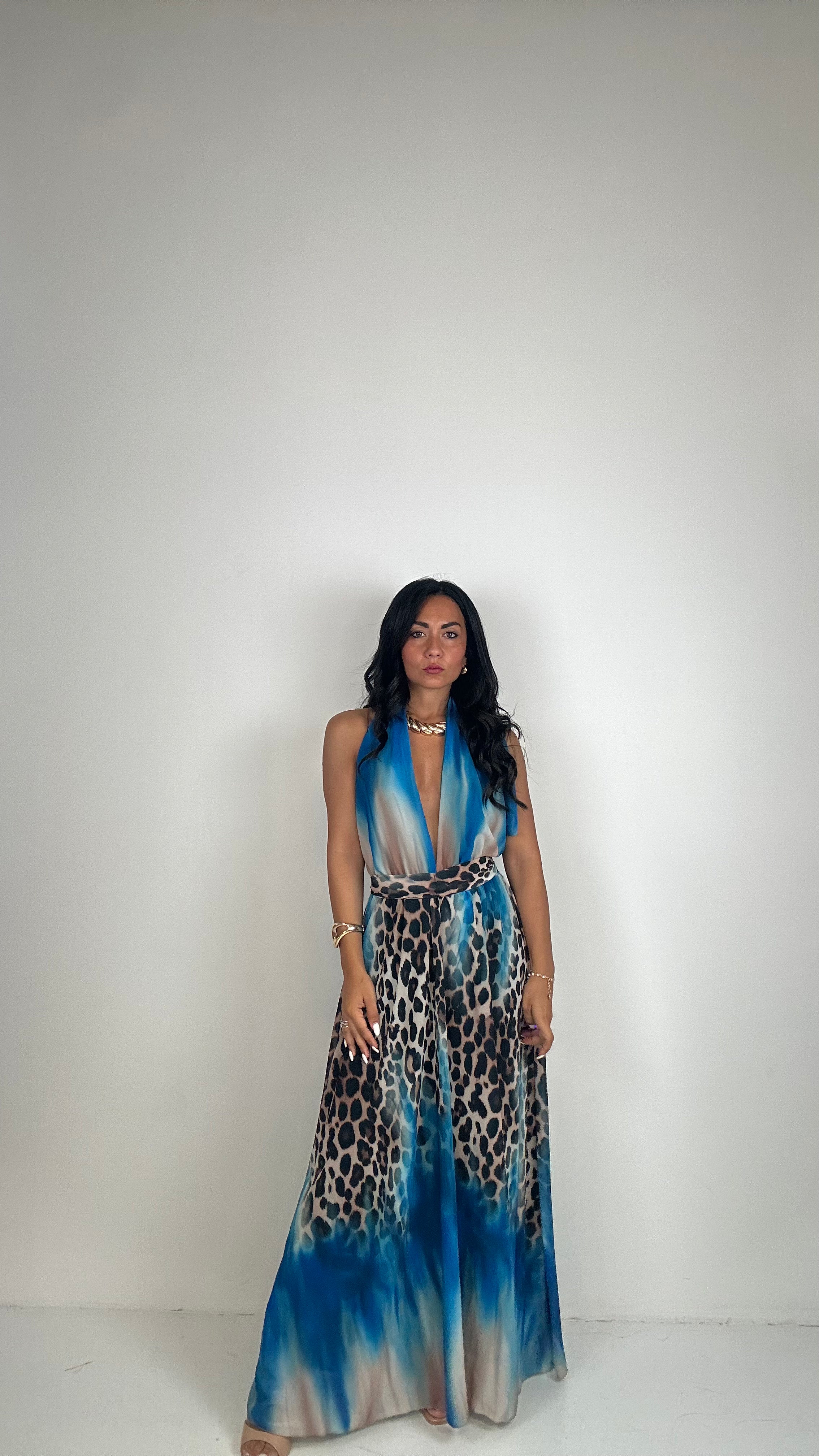 Vestito LEOPARD SFUMATO - AZZURRO