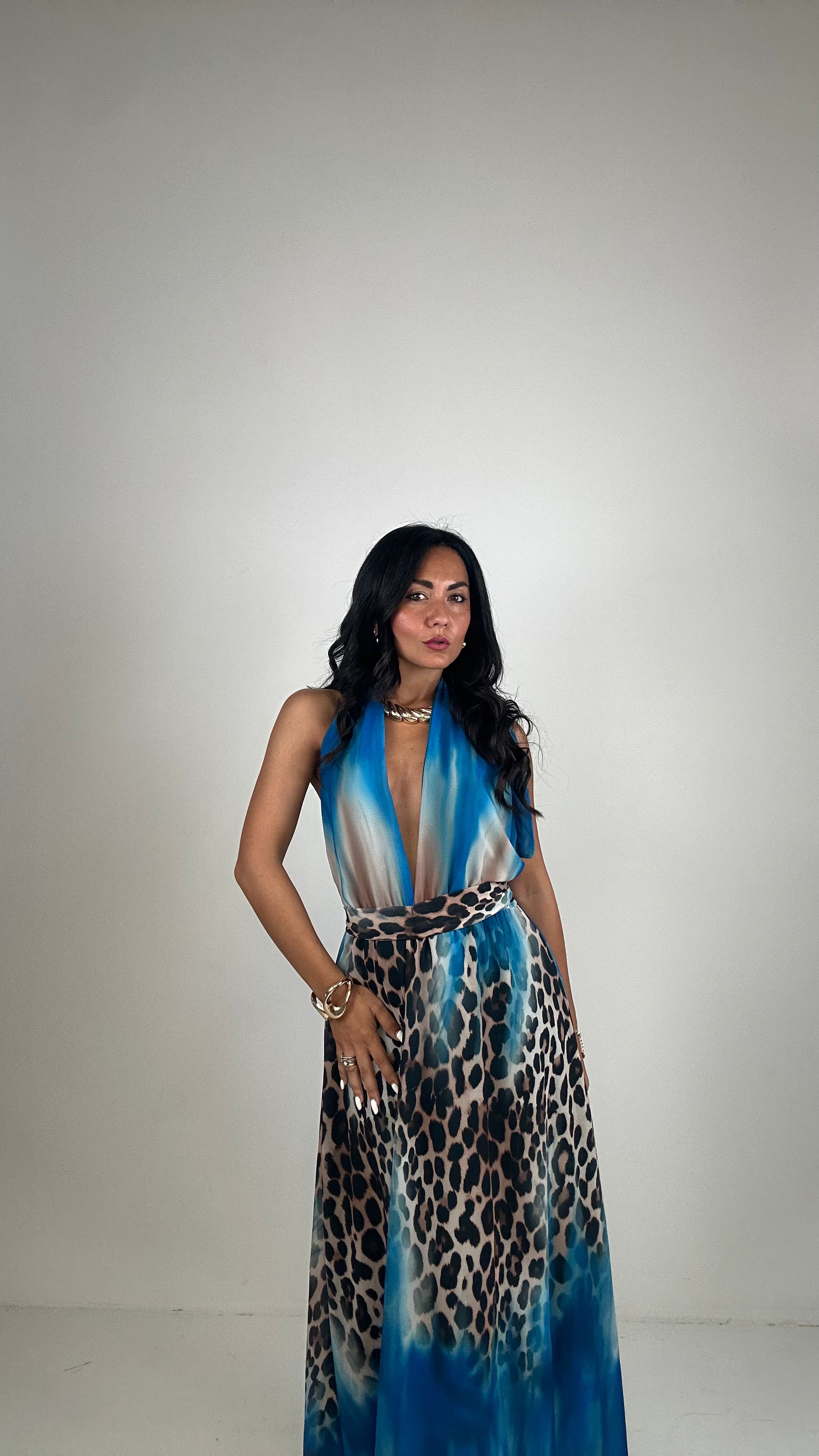 Vestito LEOPARD SFUMATO - AZZURRO