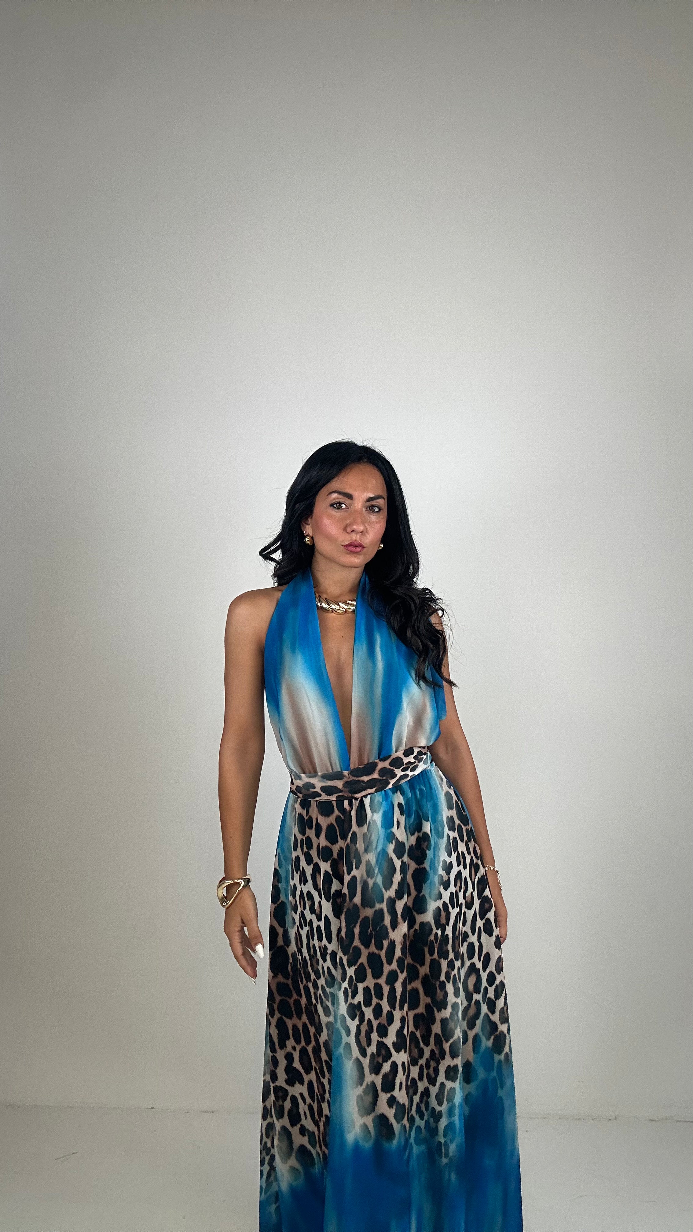 Vestito LEOPARD SFUMATO - AZZURRO
