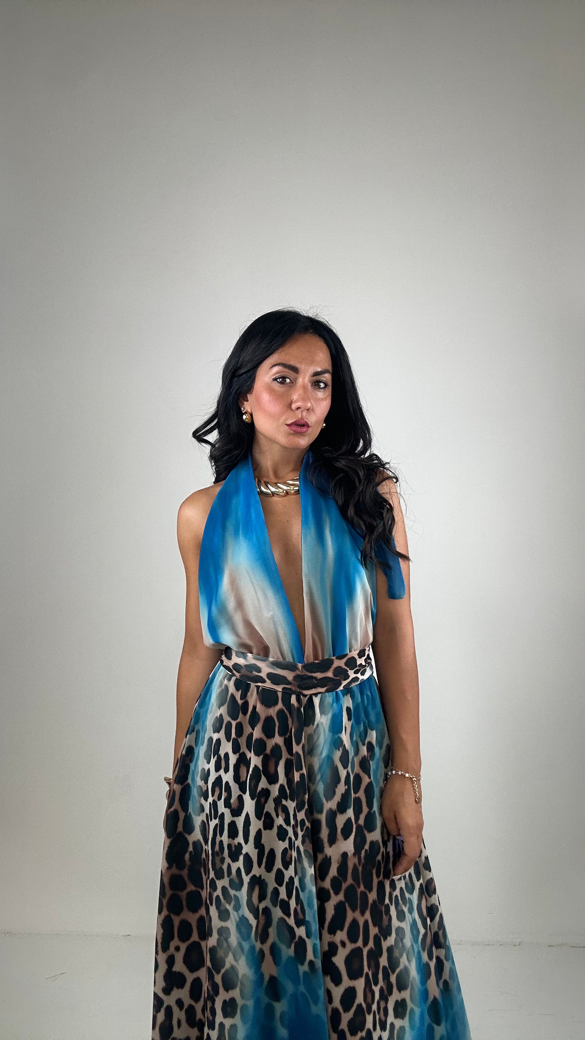 Vestito LEOPARD SFUMATO - AZZURRO