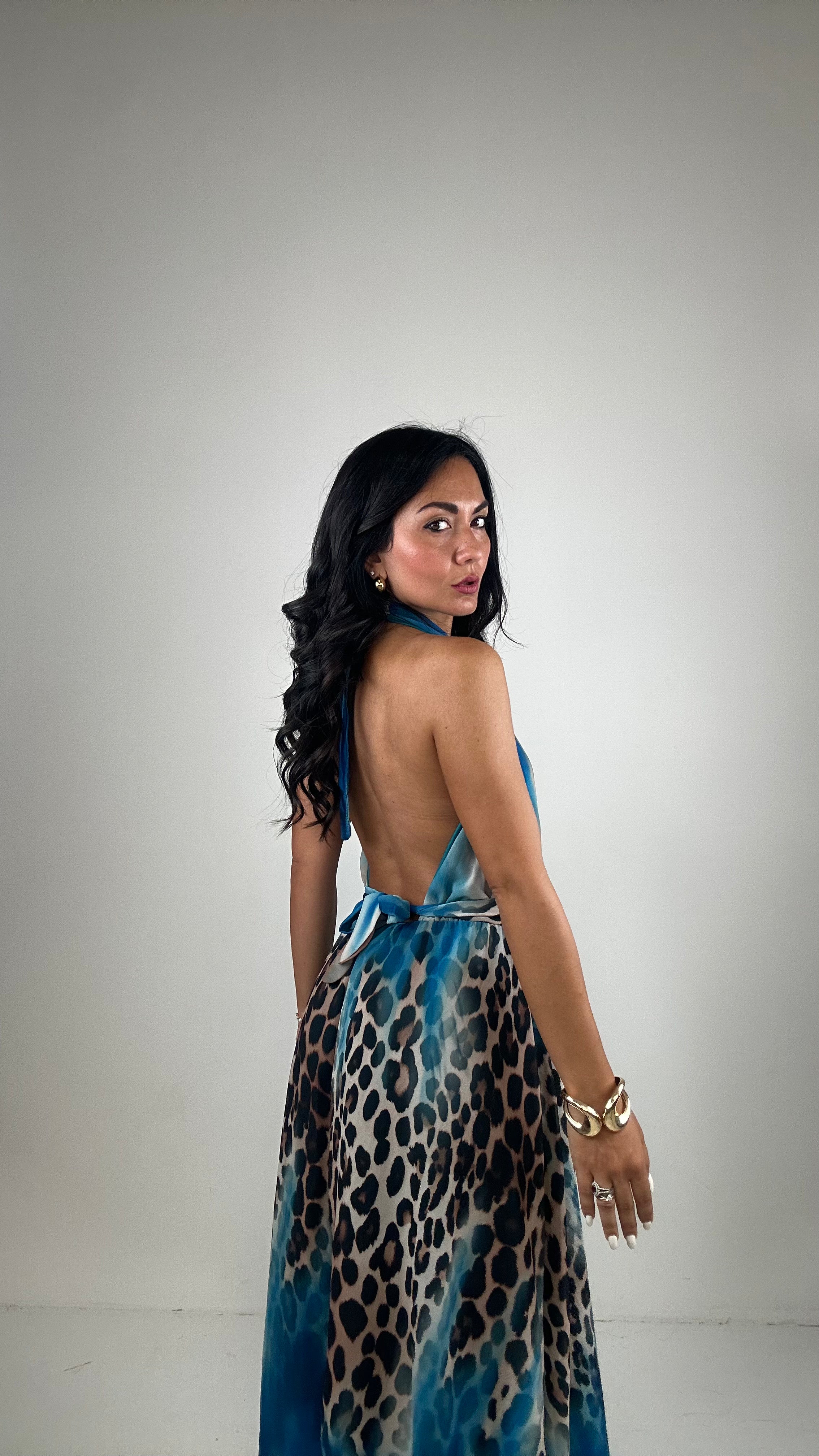 Vestito LEOPARD SFUMATO - AZZURRO