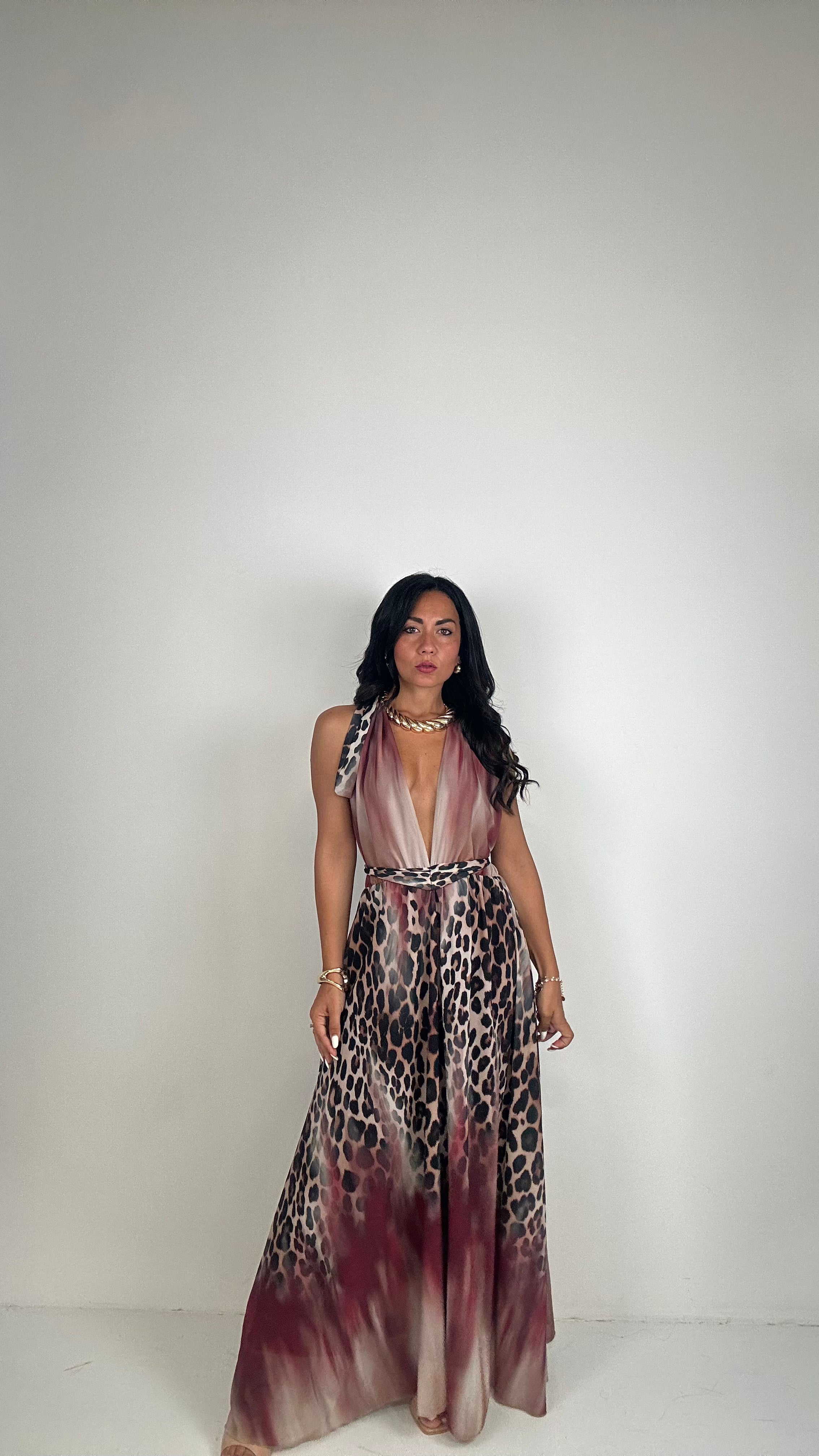 Vestito LEOPARD SFUMATO - BORDEAUX